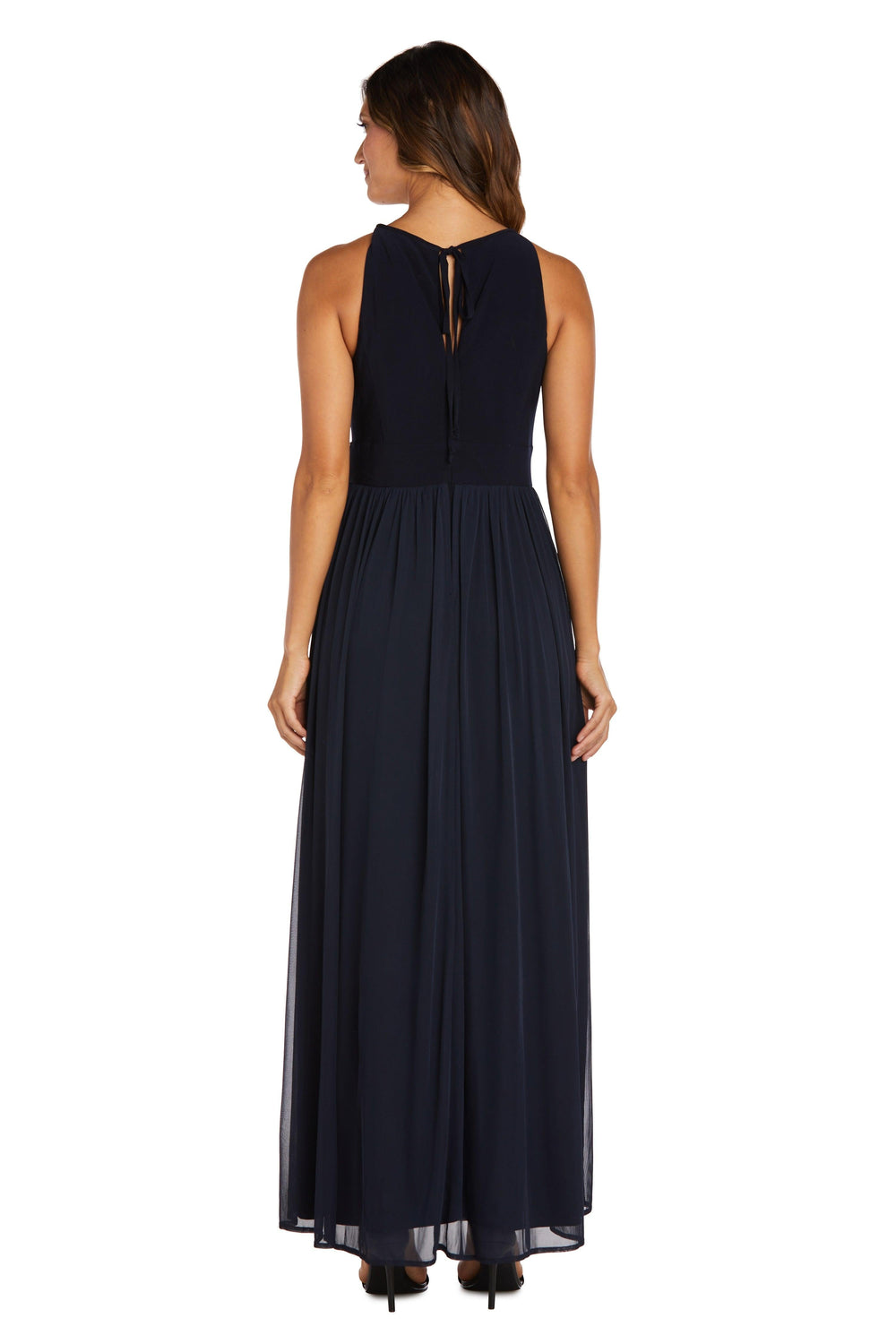 R&M Richards Long Formal Petite Halter Dress 5405P - The Dress Outlet