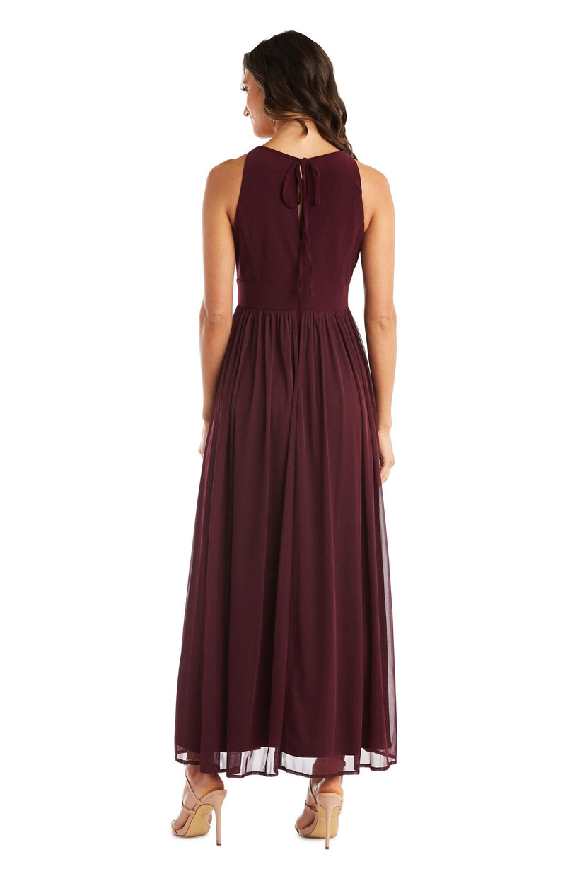 Burgundy R&M Richards 5405P Long Formal Petite Halter Dress for $84.99 ...
