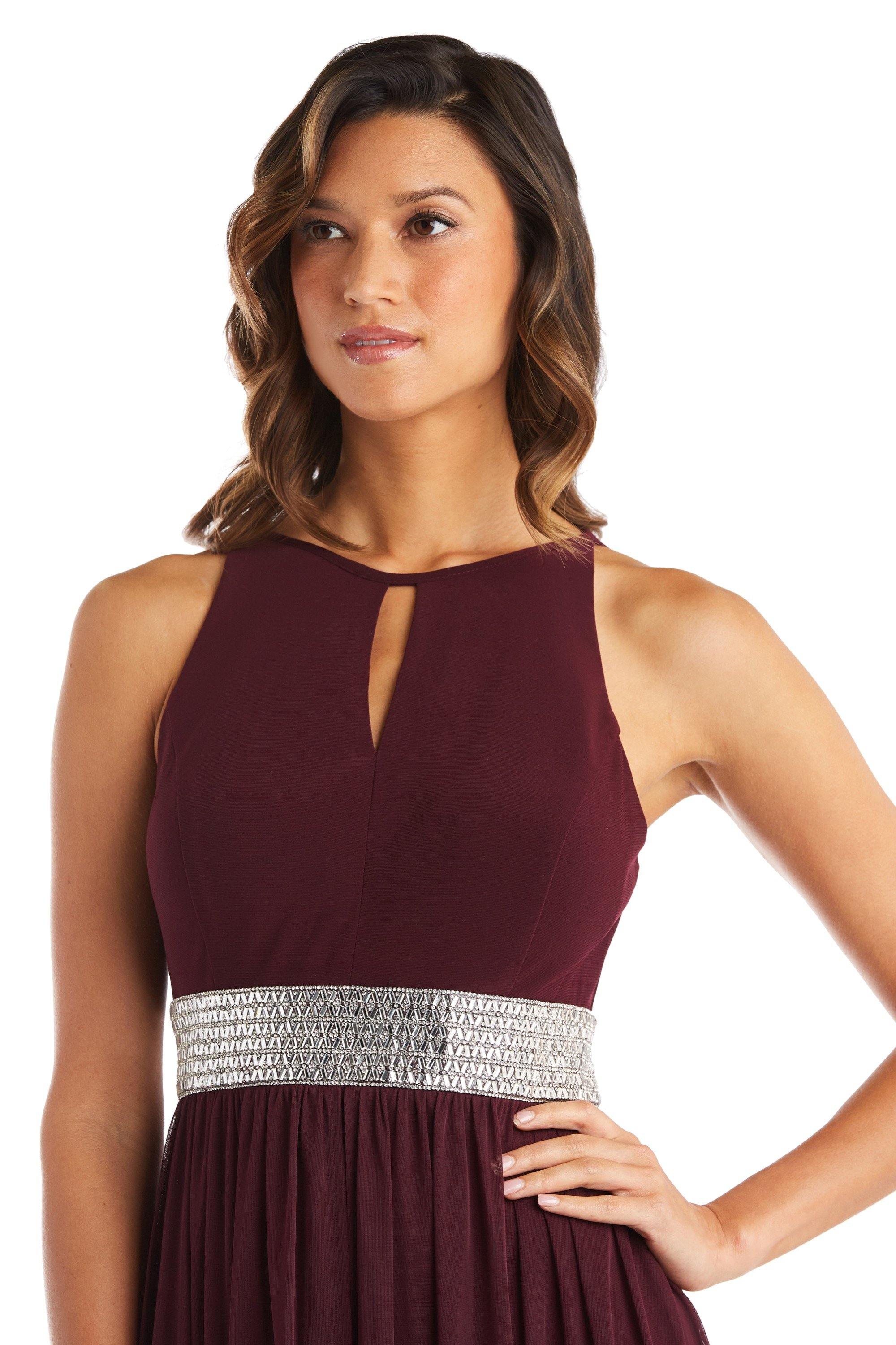 R&M Richards Long Formal Petite Halter Dress 5405P - The Dress Outlet