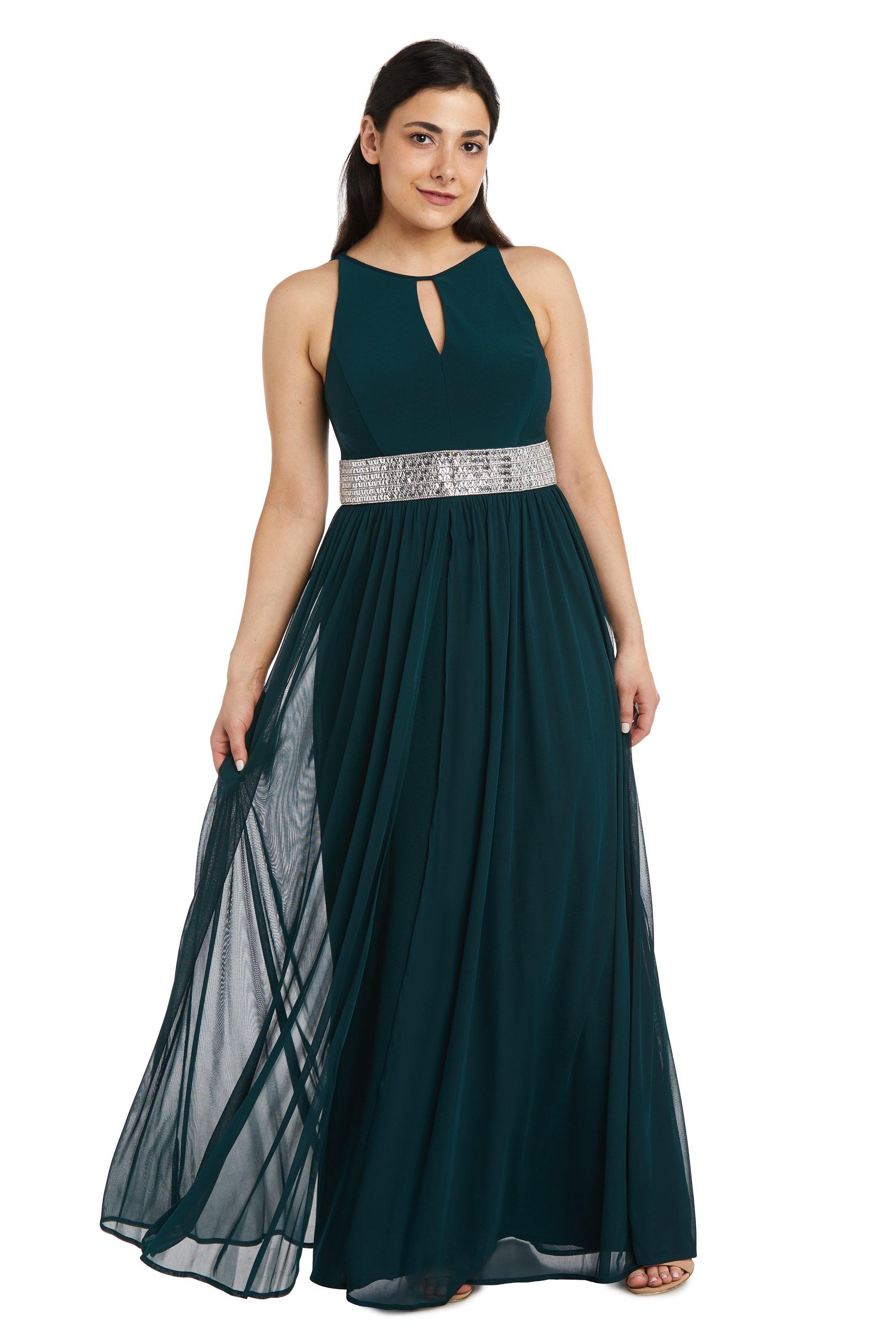 R&M Richards Long Formal Petite Halter Dress 5405P - The Dress Outlet