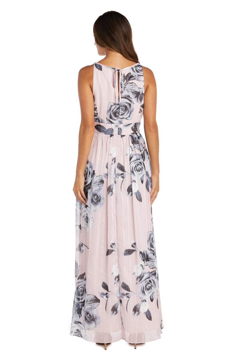 R&M Richards 7729 Long Halter Formal Floral Dress