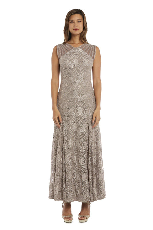 R&M Richards Long Formal Petite Lace Dress 3198P - The Dress Outlet