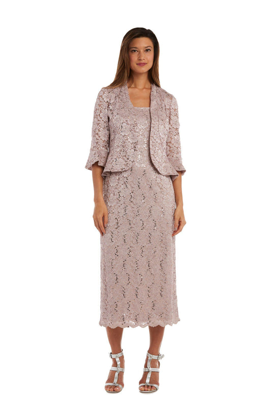 R&M Richards Long Formal Petite Lace Dress 9896P - The Dress Outlet