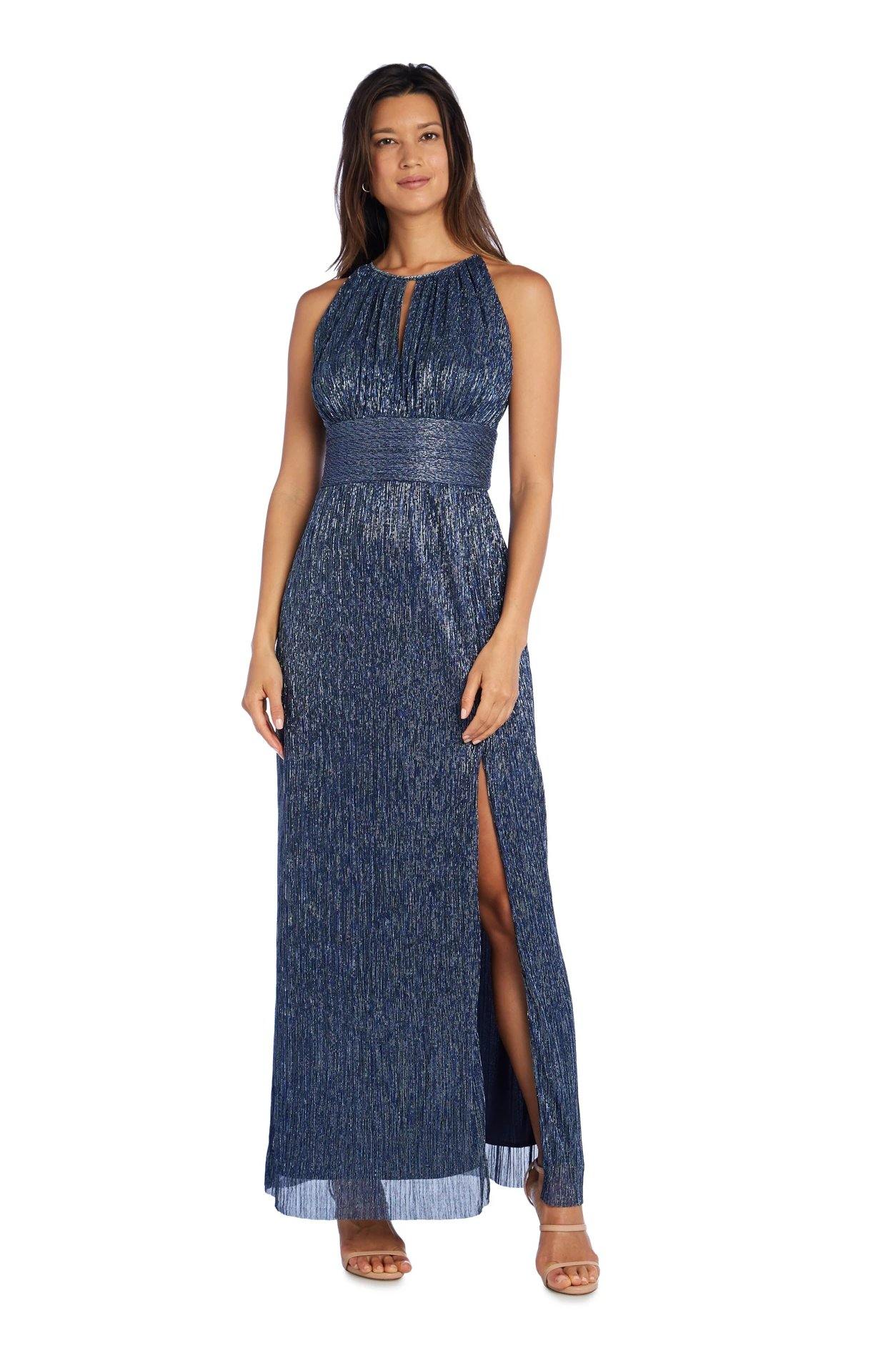R&M Richards Long Formal Petite Metallic Gown 9283P - The Dress Outlet