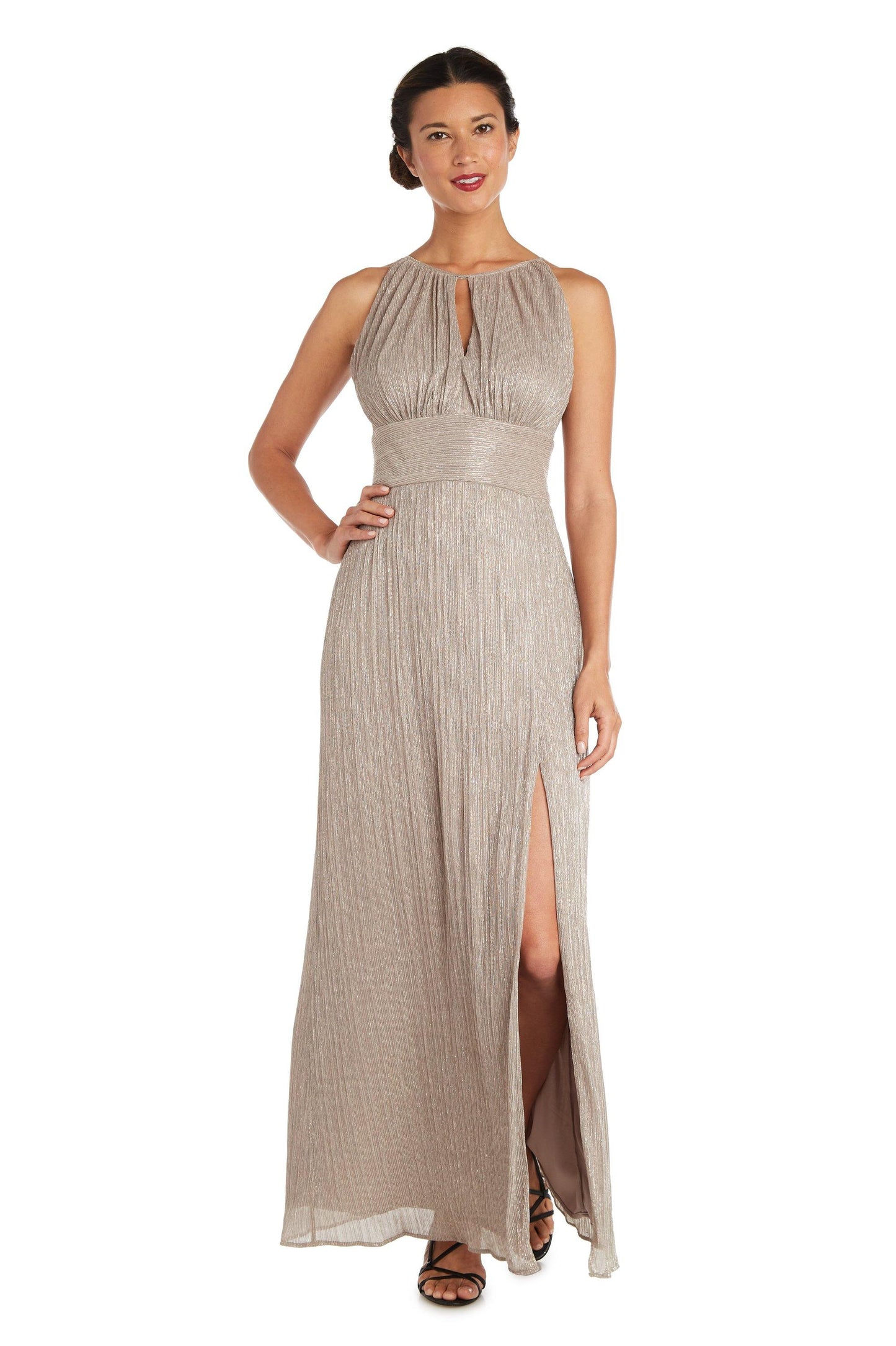 R&M Richards Long Formal Petite Metallic Gown 9283P - The Dress Outlet