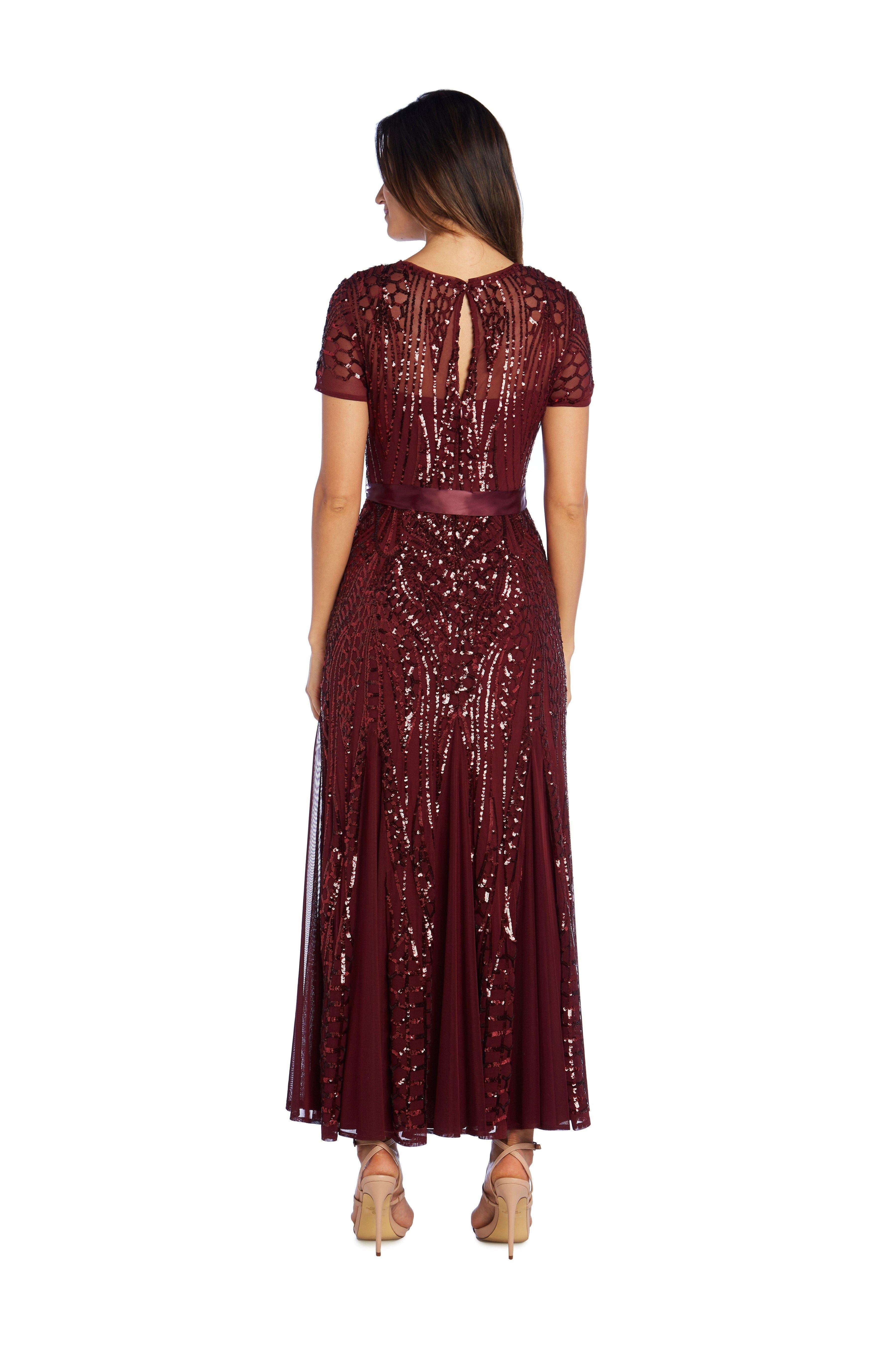 Mother of the Bride Dresses Long Formal Petite Sequins Dress Merlot