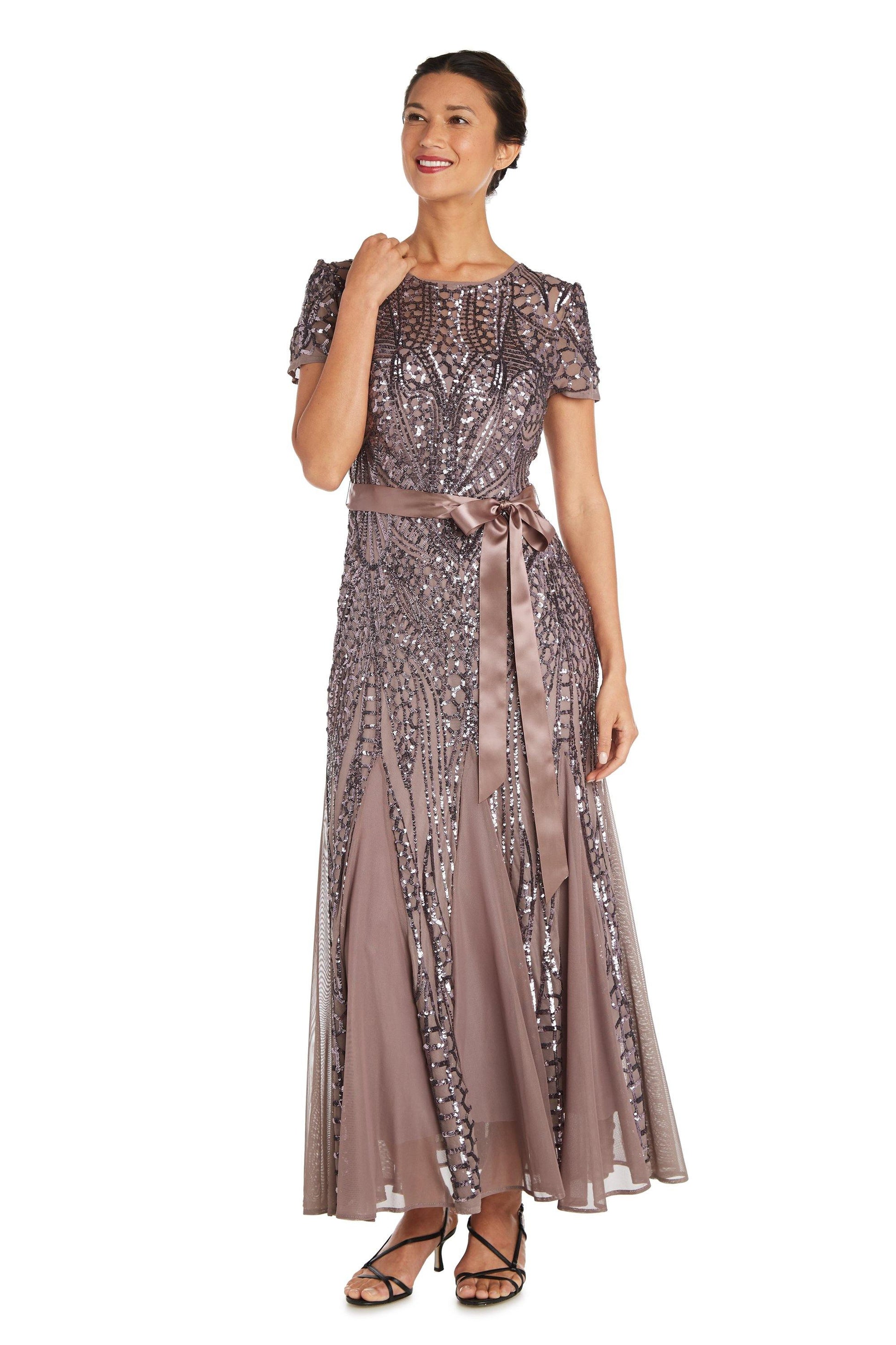R&M Richards 1875P Long Formal Petite Sequins Dress