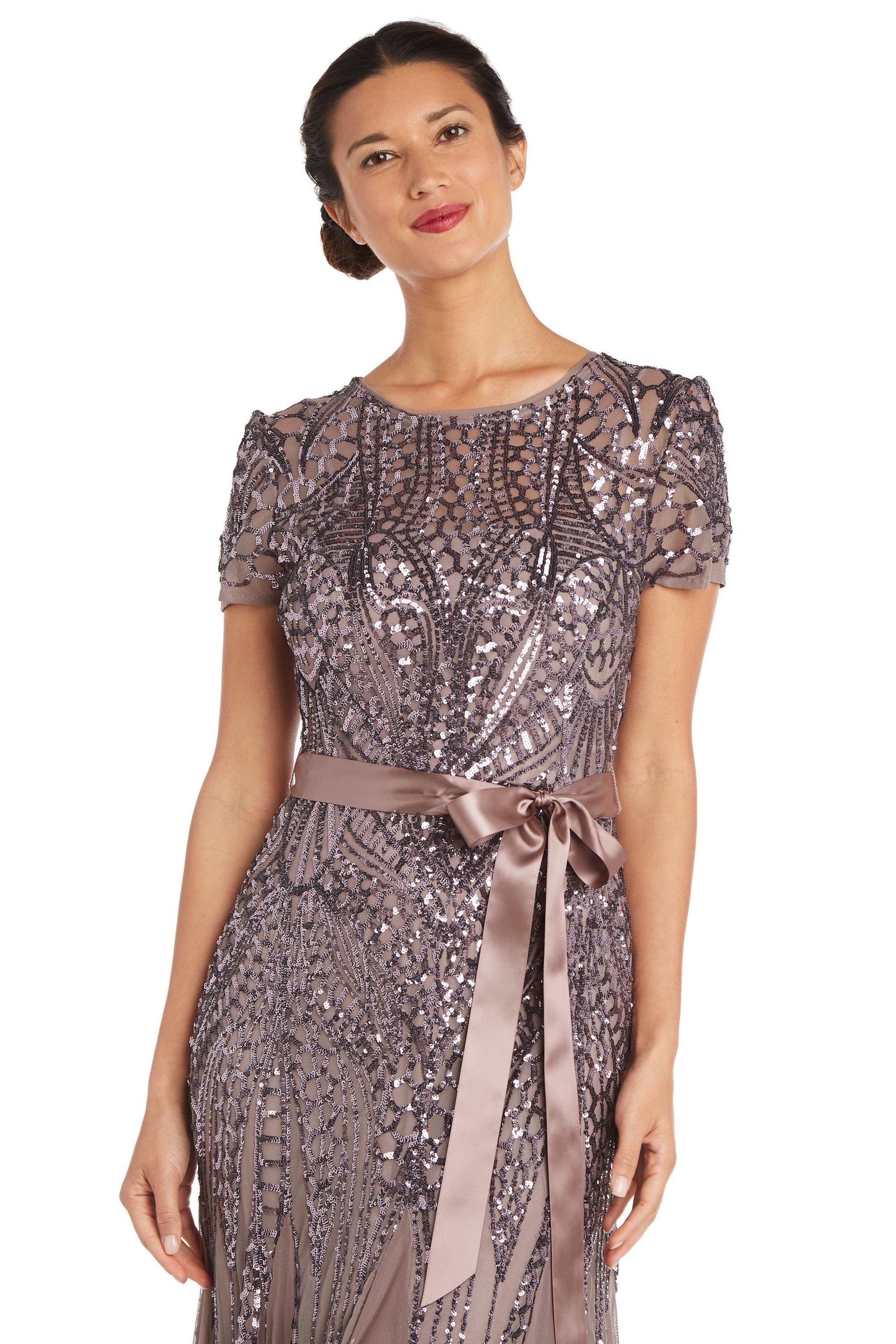 R&M Richards 1875P Long Formal Petite Sequins Dress