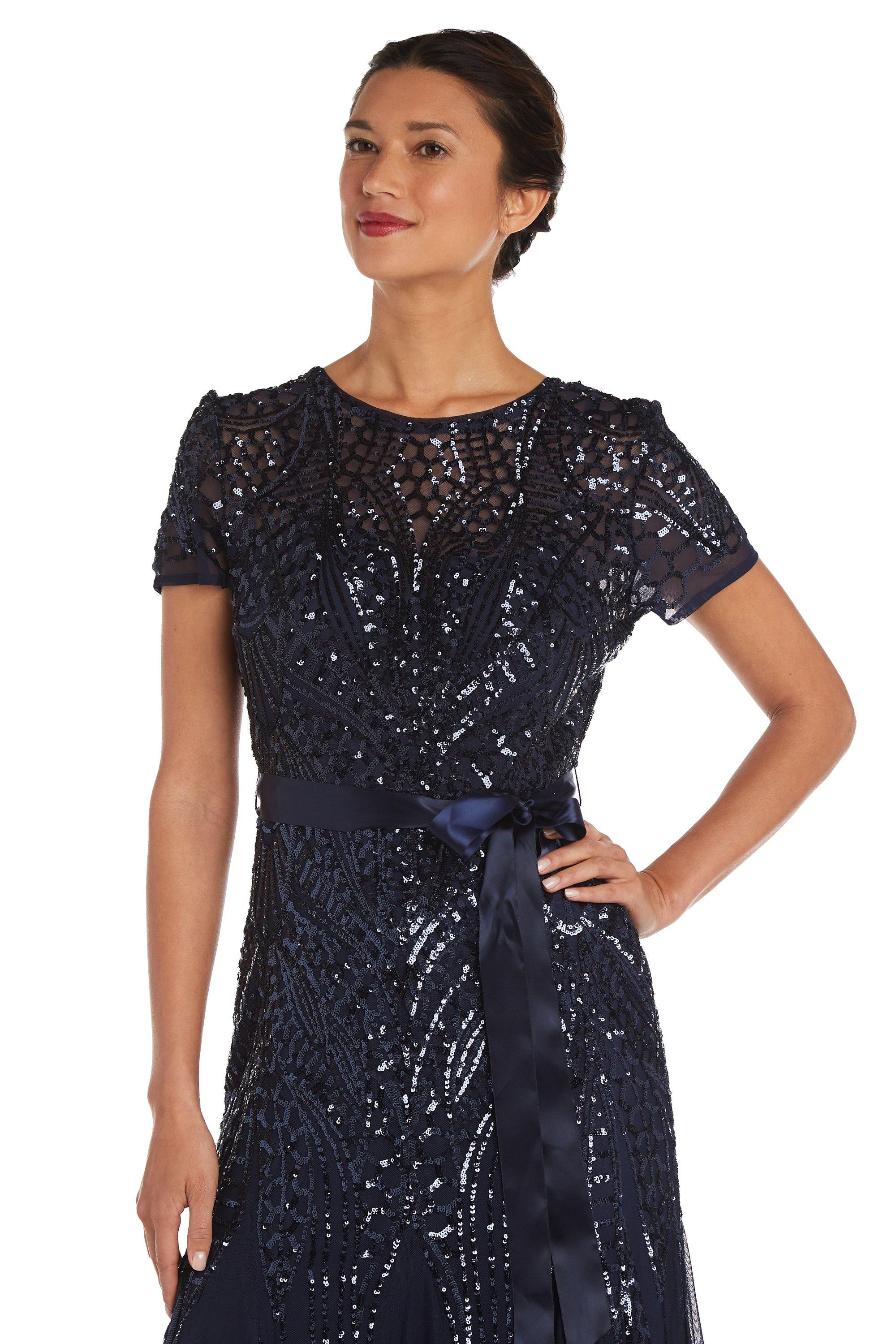 Mother of the Bride Dresses Long Formal Petite Sequins Dress Navy
