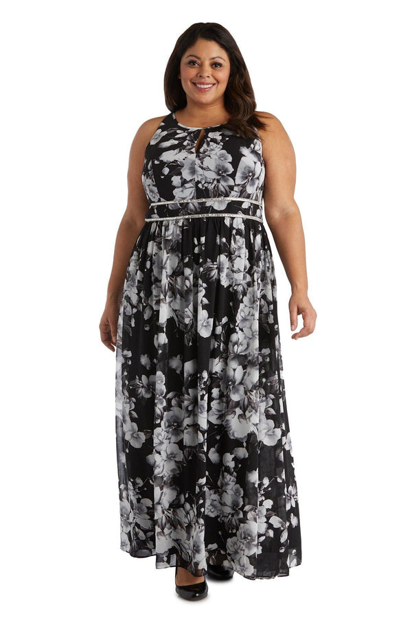 Long Plus Size Gown Formal Print R&M Richards 7035W