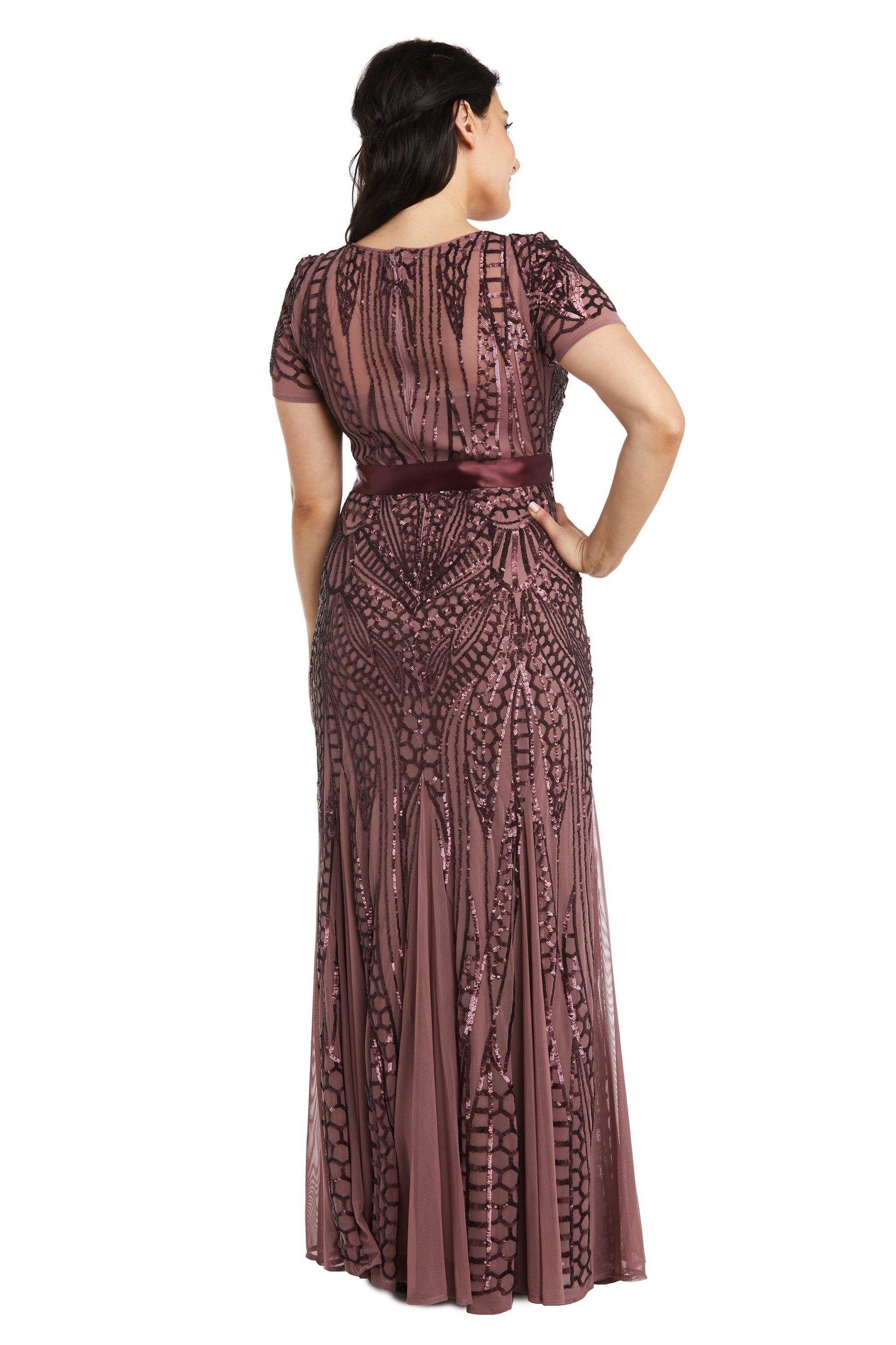 R&M Richards 7285P Long Formal Sequins Petite Dress