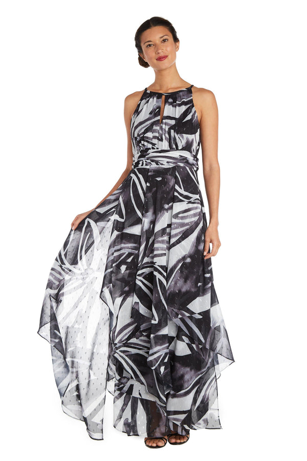 Long Print Petite Dress Halter R&M Richards 7888P