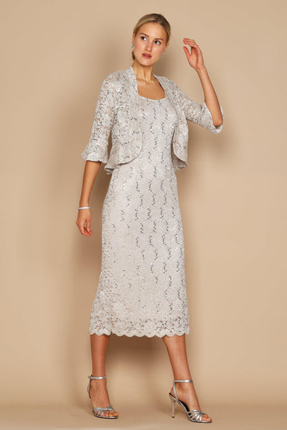 R&M Richards 9896P Long Formal Petite Lace Dress