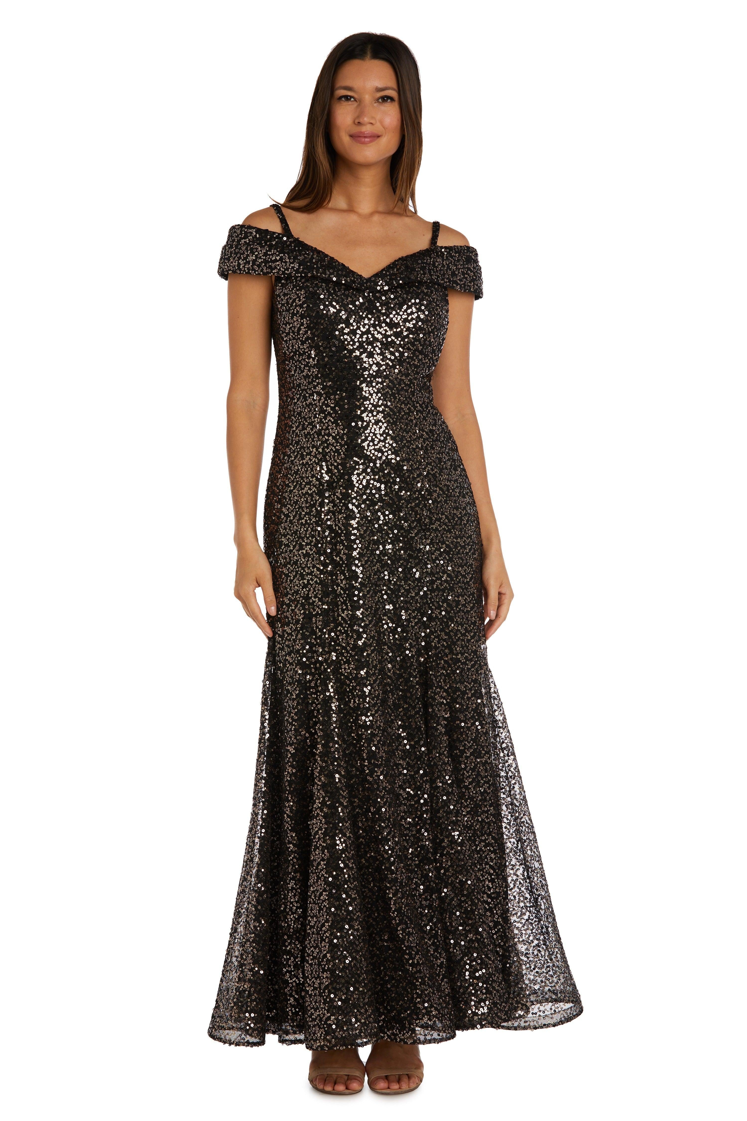 r&m richards off the shoulder dress RM Richards 8950 NAVY Cold Shoulder Long Evening Dress