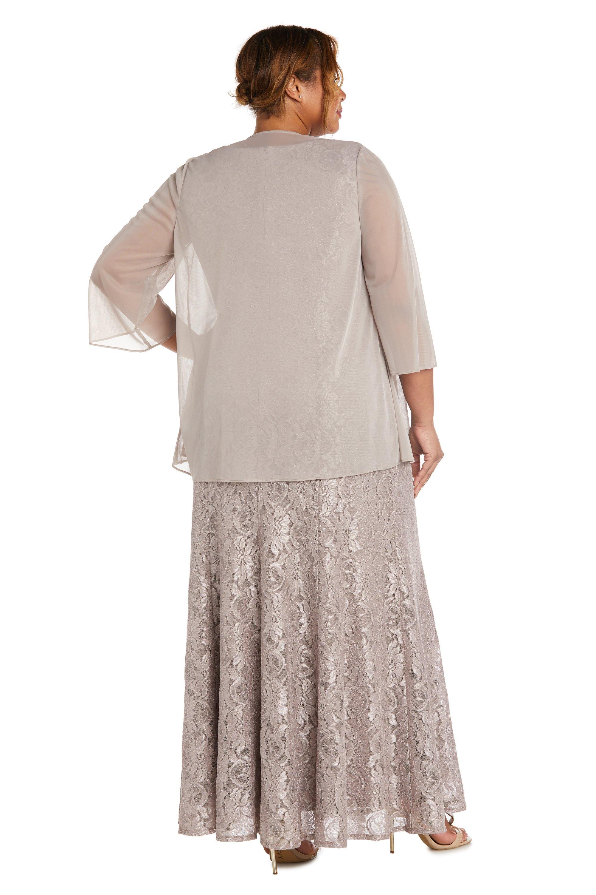 R&M Richards Long Plus Size Beaded Jacket Dress 2552W - The Dress Outlet