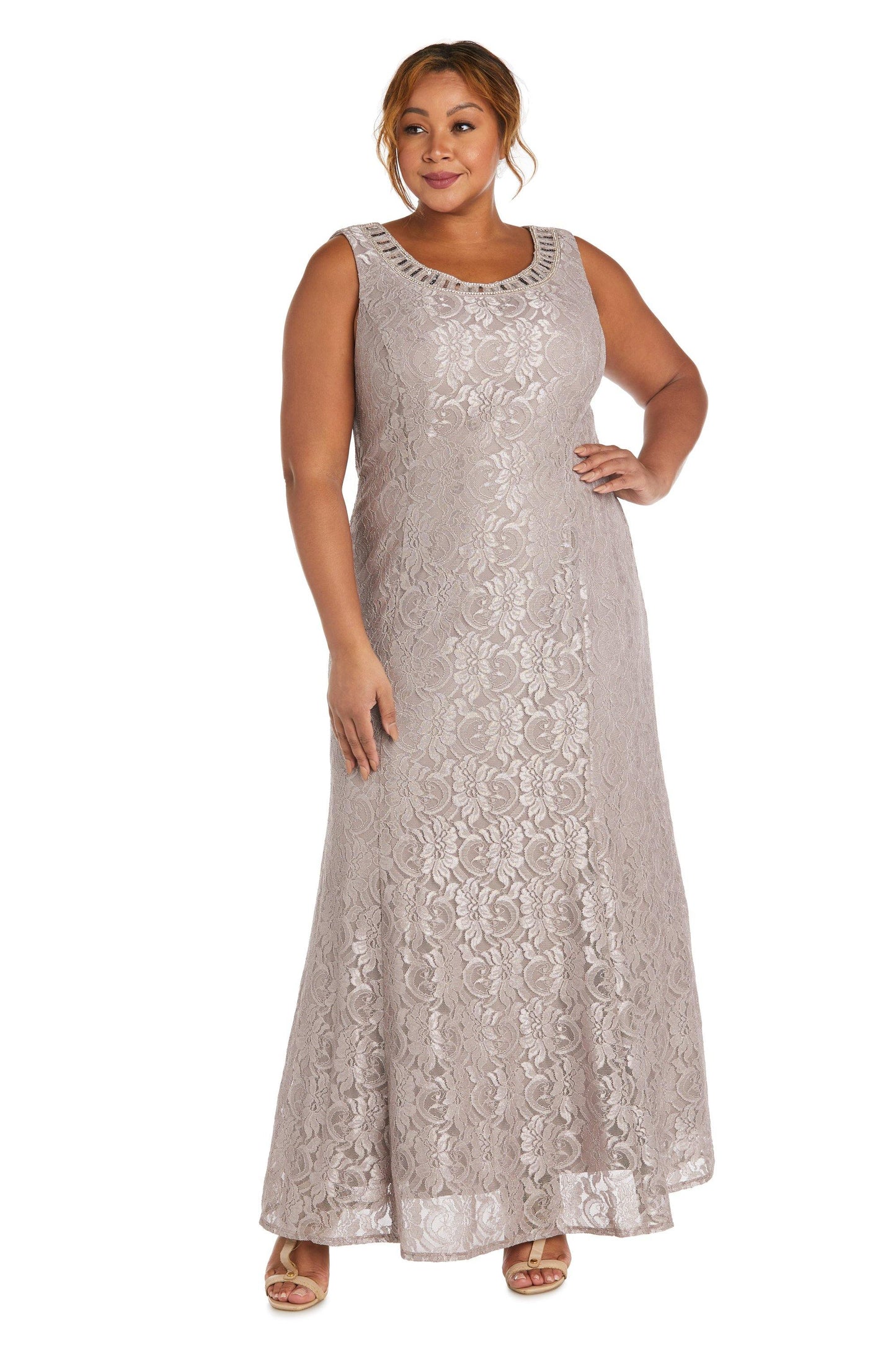 R&M Richards Long Plus Size Beaded Jacket Dress 2552W - The Dress Outlet