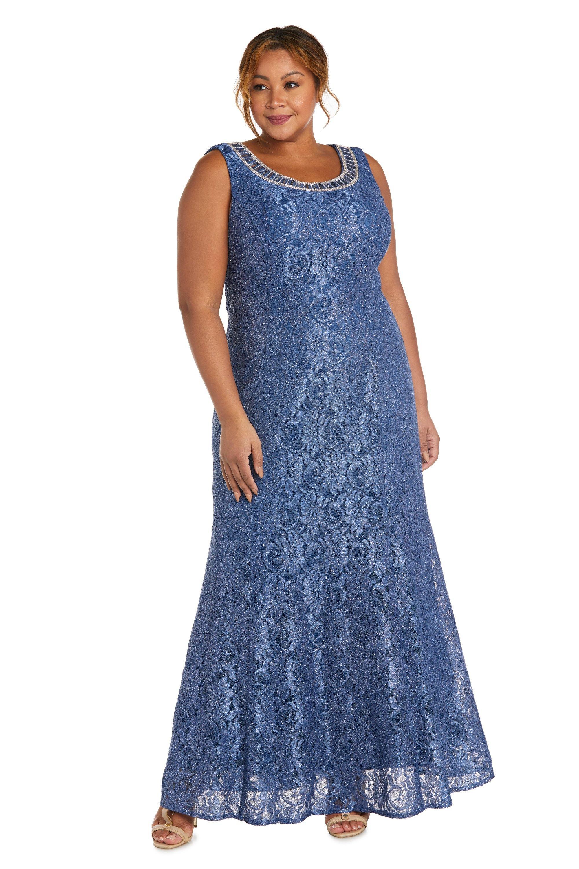 R&M Richards Long Plus Size Beaded Jacket Dress 2552W - The Dress Outlet