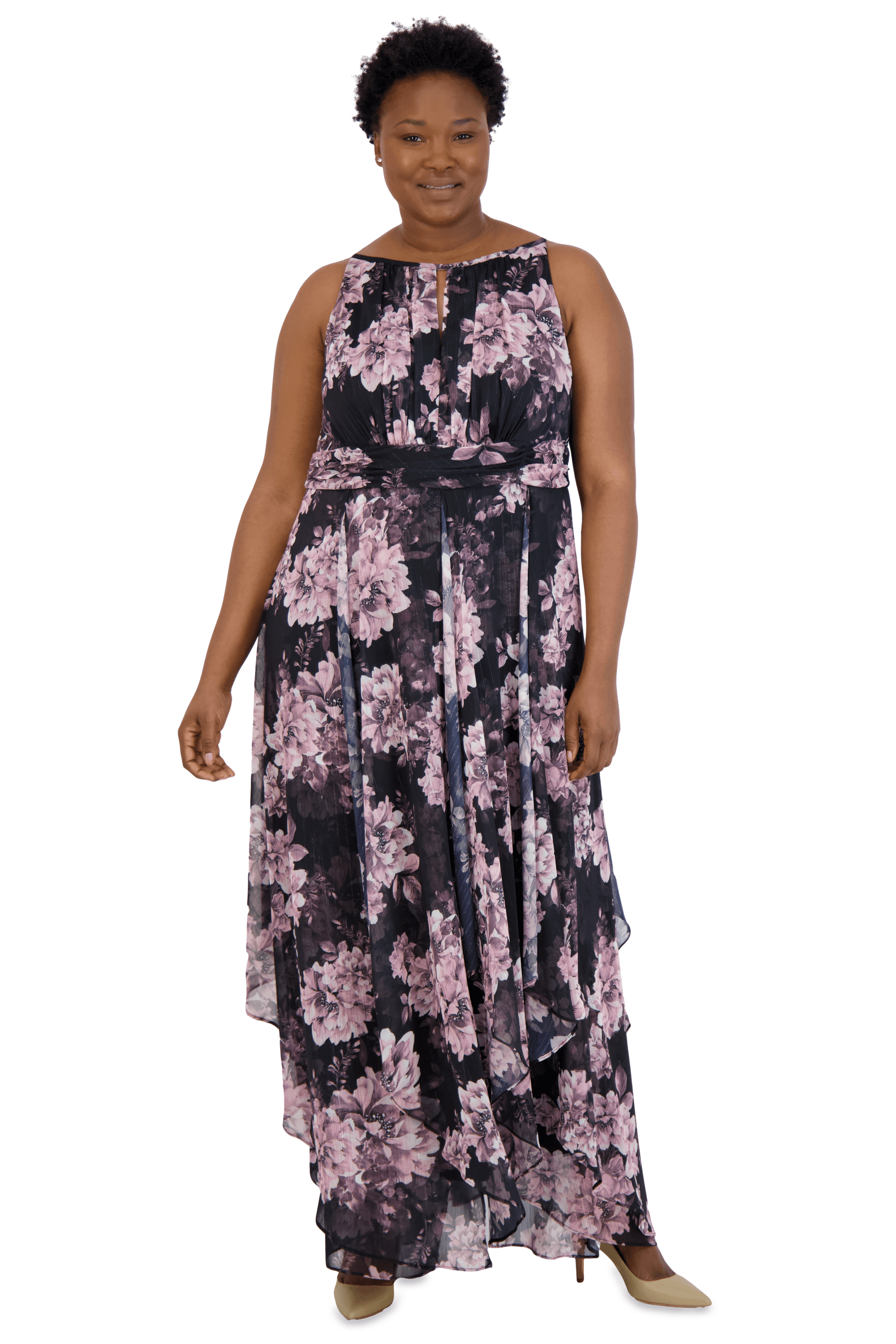 R&M Richards Long Plus Size Floral Dress 7928W - The Dress Outlet
