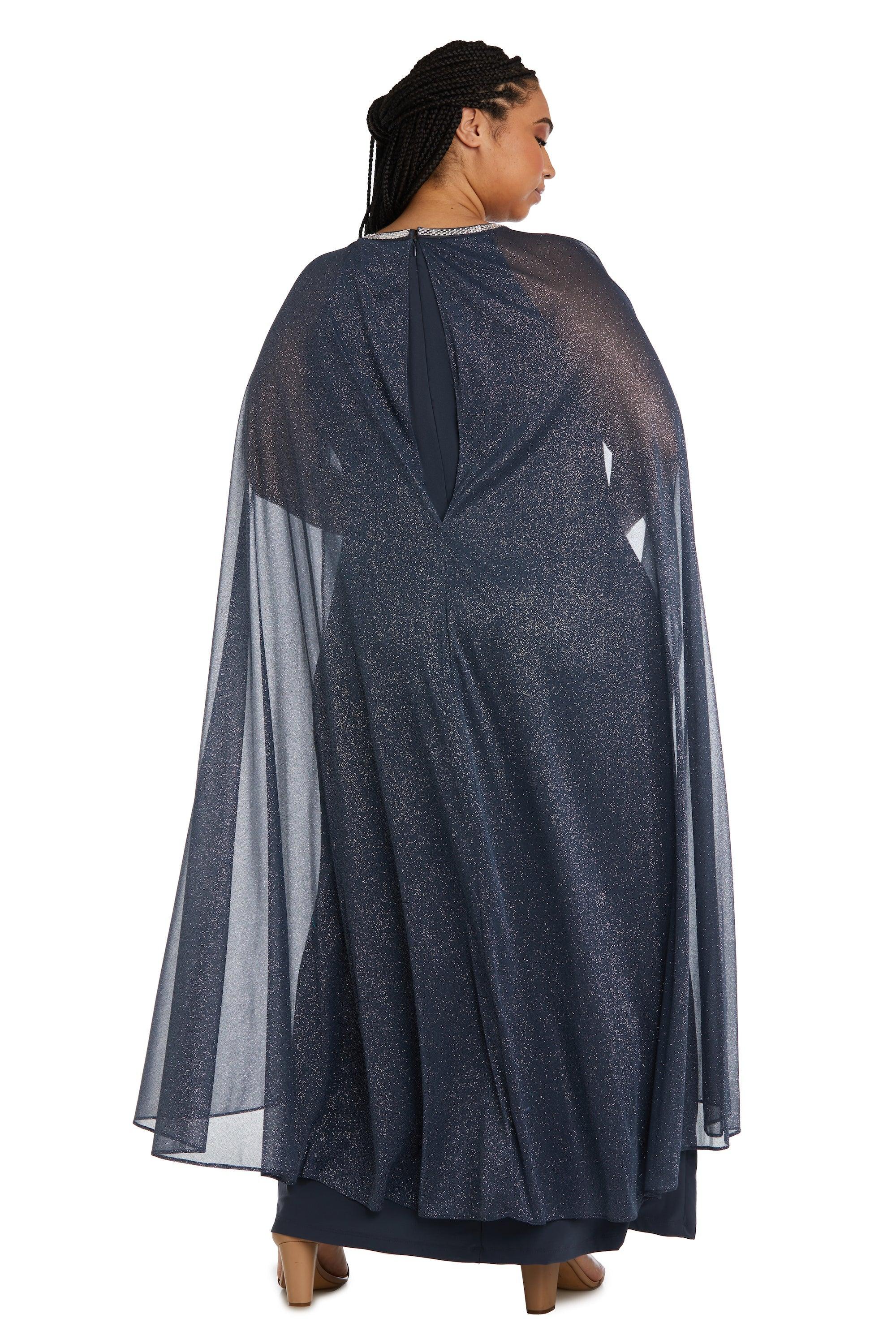 R&M Richards Long Plus Size Formal Cape Dress 2662W - The Dress Outlet