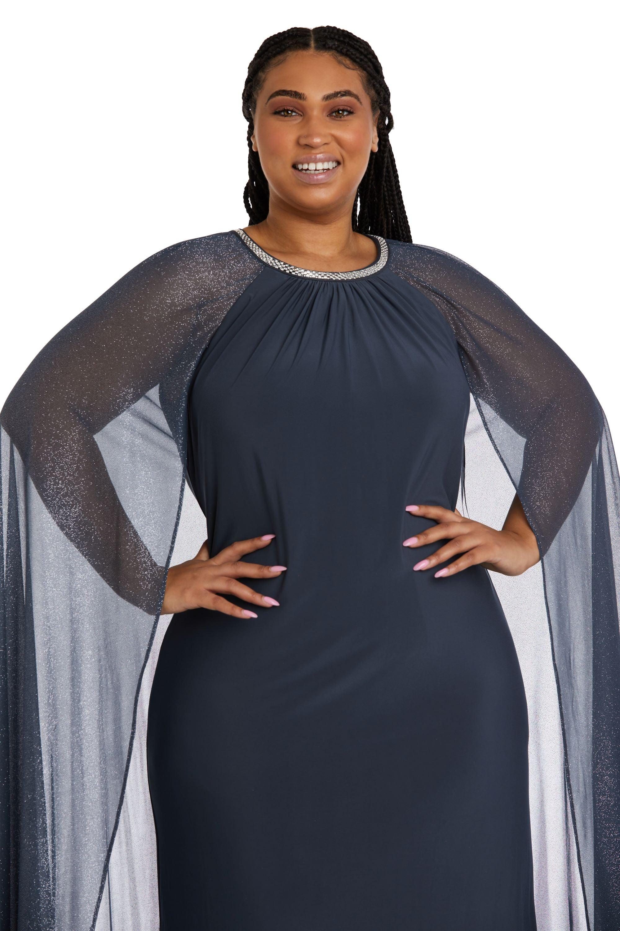 Ru0026M Richards 2662W Long Plus Size Formal Cape Dress | The Dress Outlet