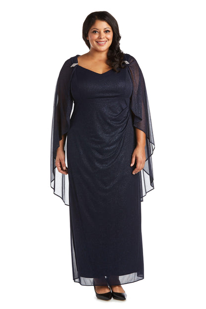 R&M Richards Long Plus Size Formal Cape Gown Sale - The Dress Outlet