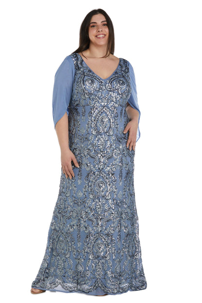 R&M Richards Long Plus Size Formal Dress Blue