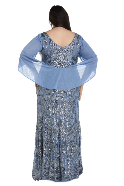 R&M Richards Long Plus Size Formal Dress Blue