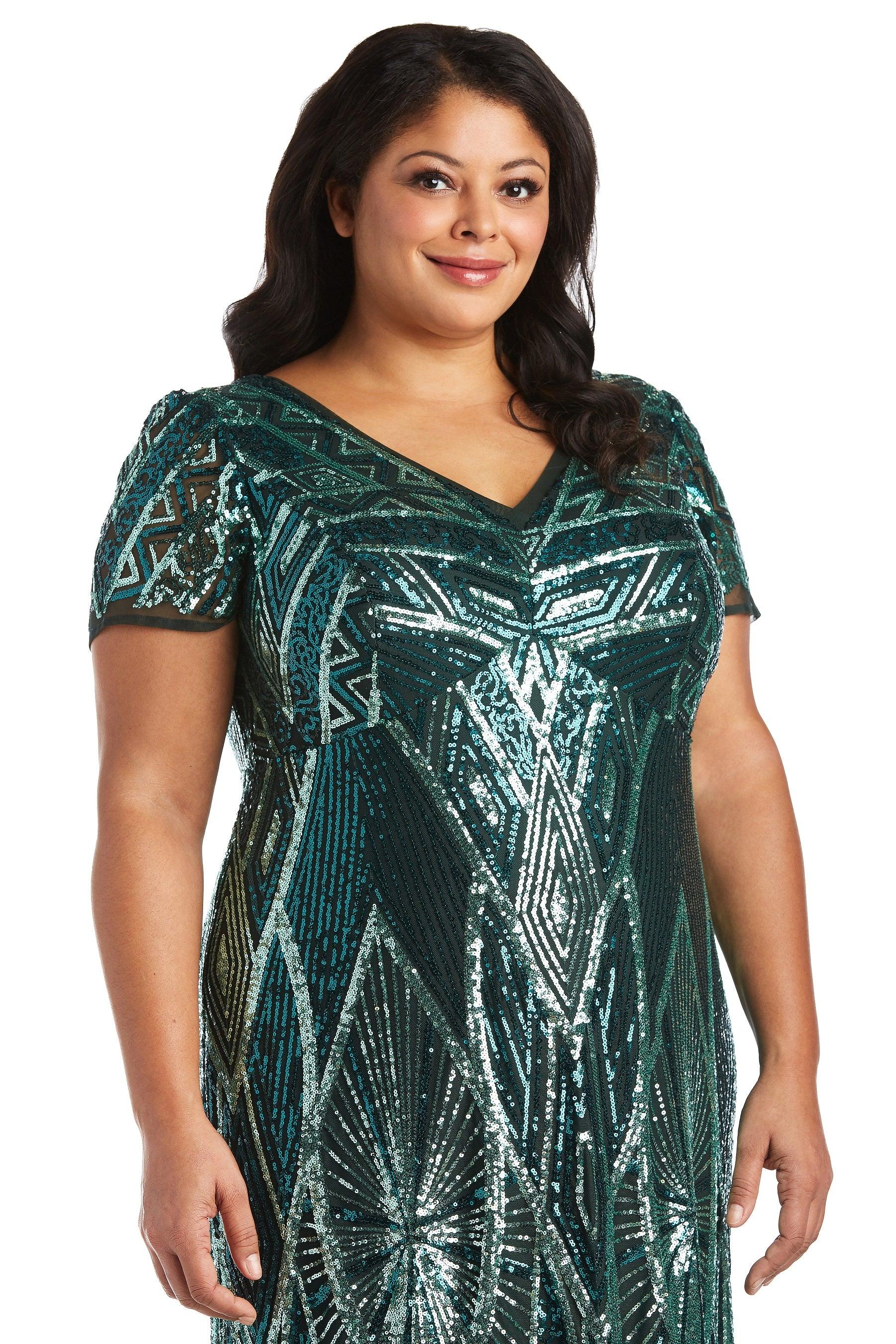R&M Richards 7515W Long Plus Size Formal Dress
