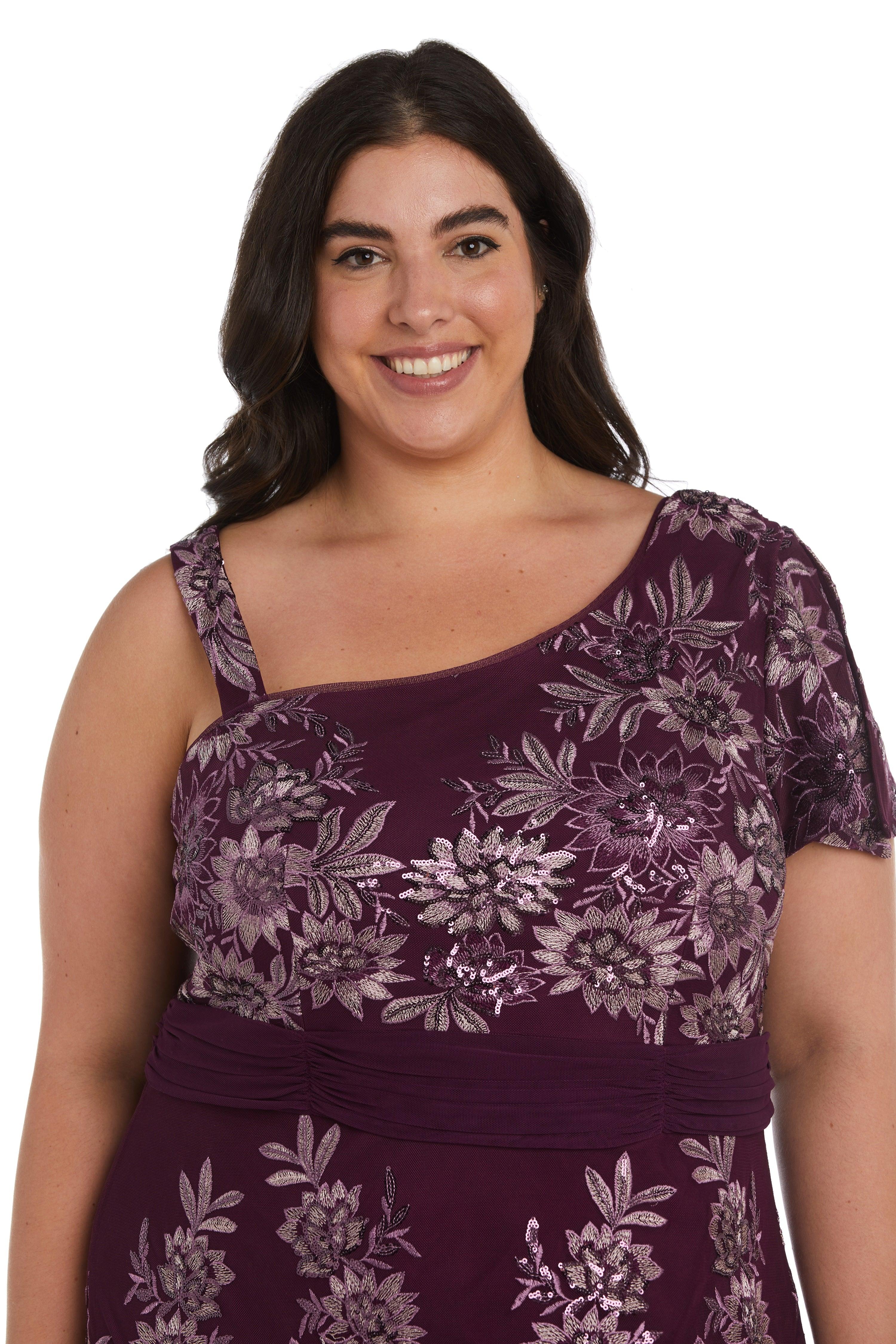Plum R&M Richards 9623W Long Plus Size Formal Dress