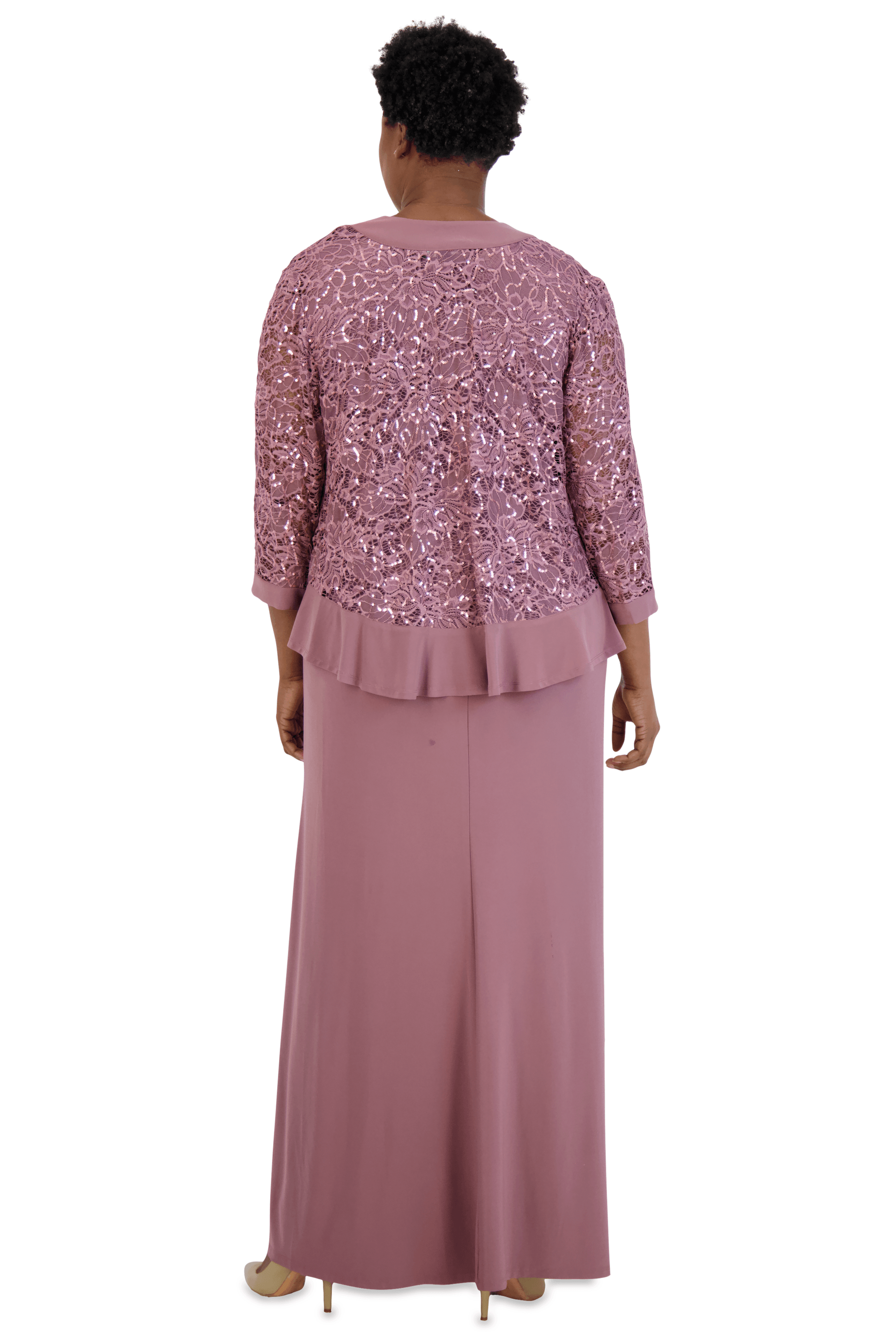 R&M Richards Long Plus Size Formal Jacket Gown 3785W - The Dress Outlet