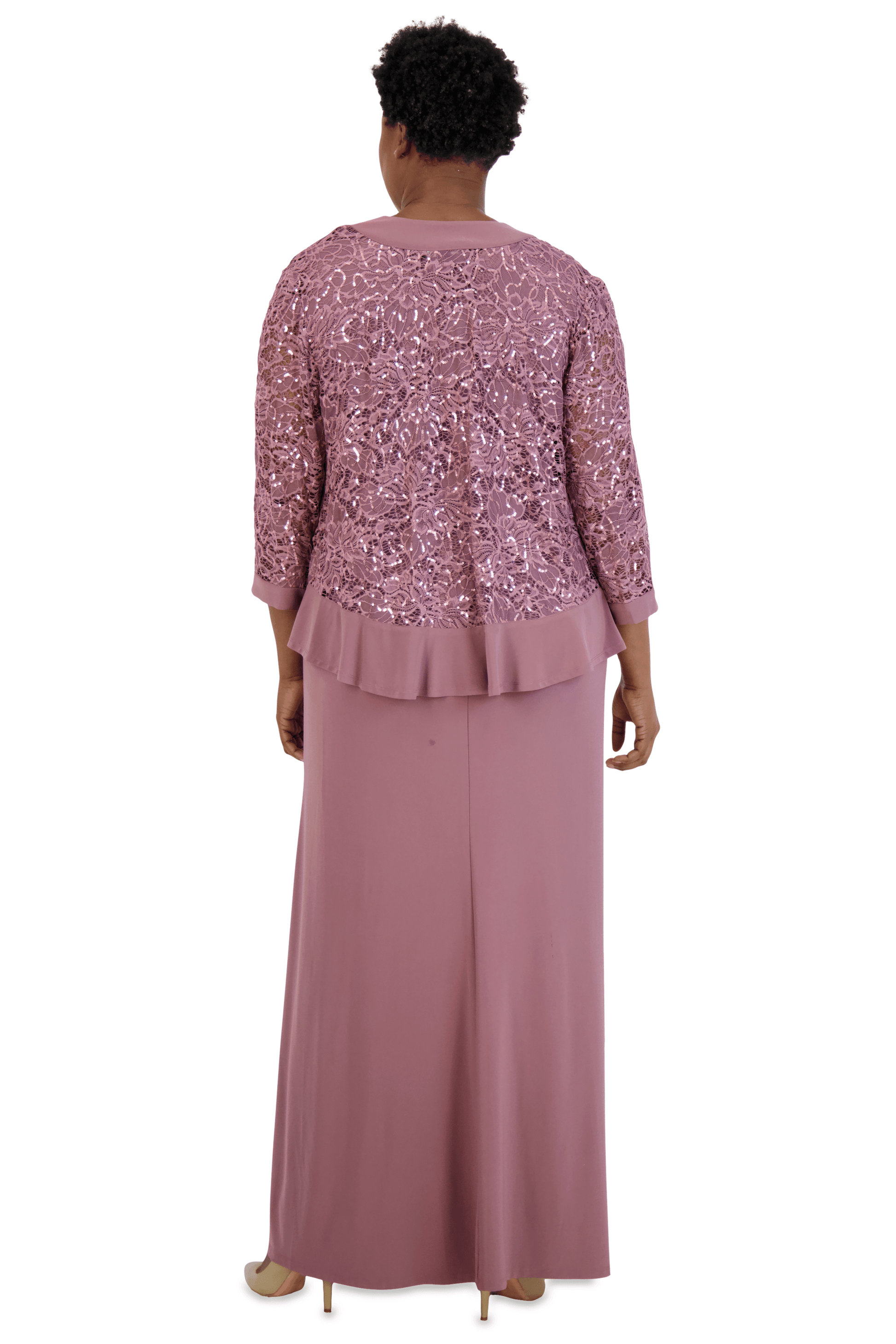 R&M Richards 3785W Long Plus Size Formal Jacket Gown