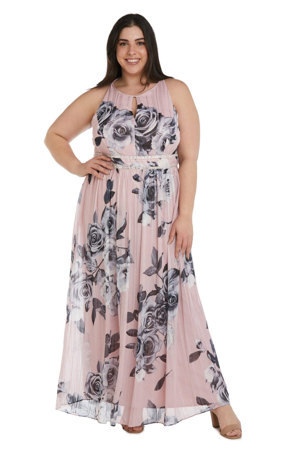 Plus Size Halter Print Gown Long Length R&M Richards 7045W