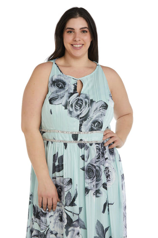 Pink/Black R&M Richards 7045W Long Plus Size Halter Print Gown for $80. ...
