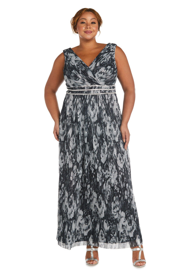 Plus Size Metallic Dress Long R&M Richards 7178W
