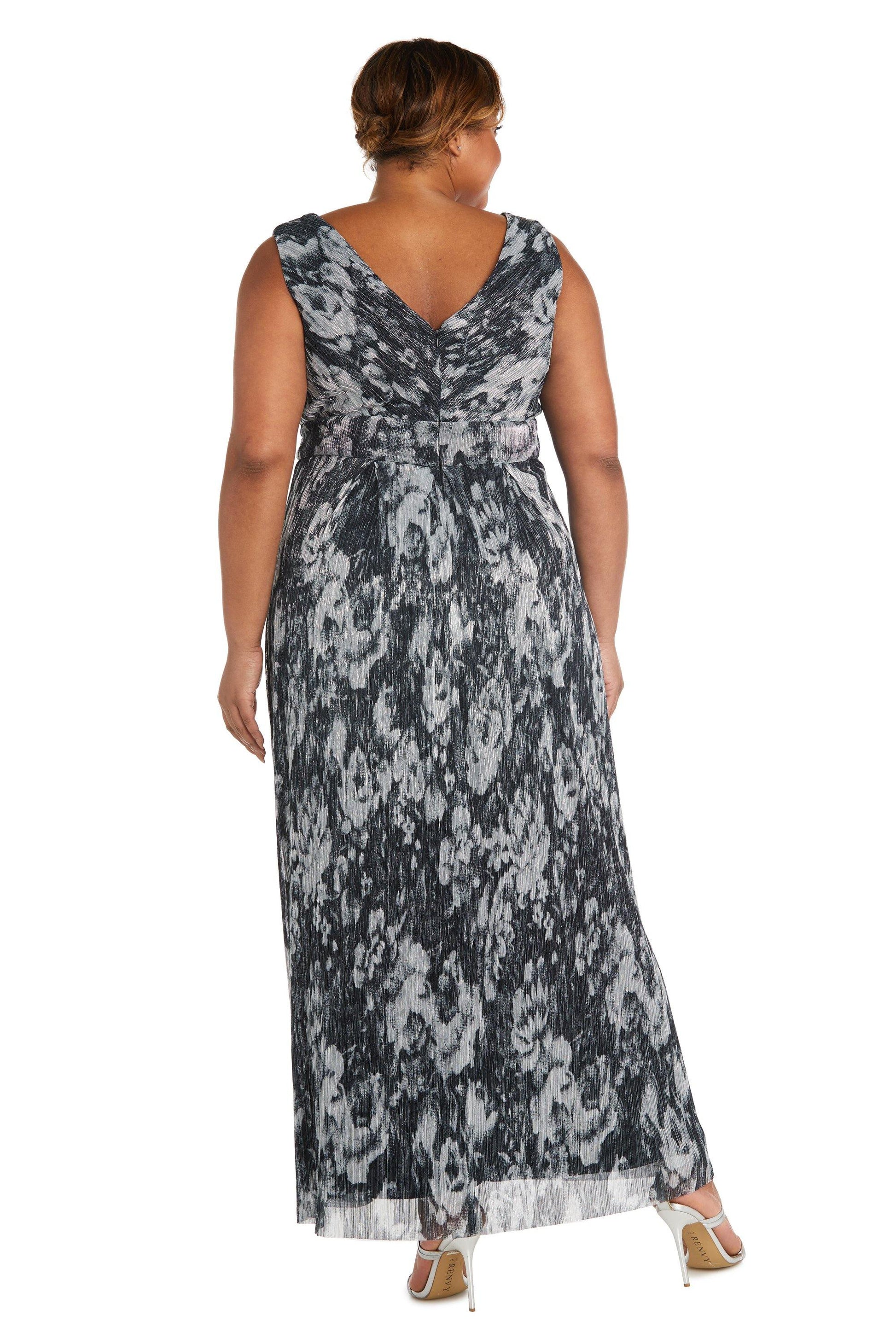 R&M Richards 7178W Long Plus Size Metallic Dress
