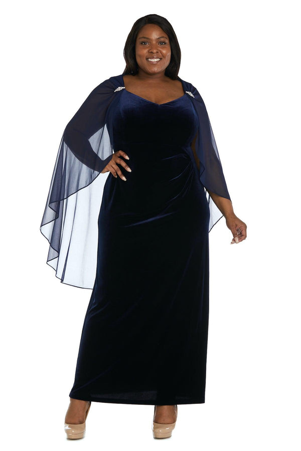 Velvet Plus Size Dress Long Cape R&M Richards 2668W
