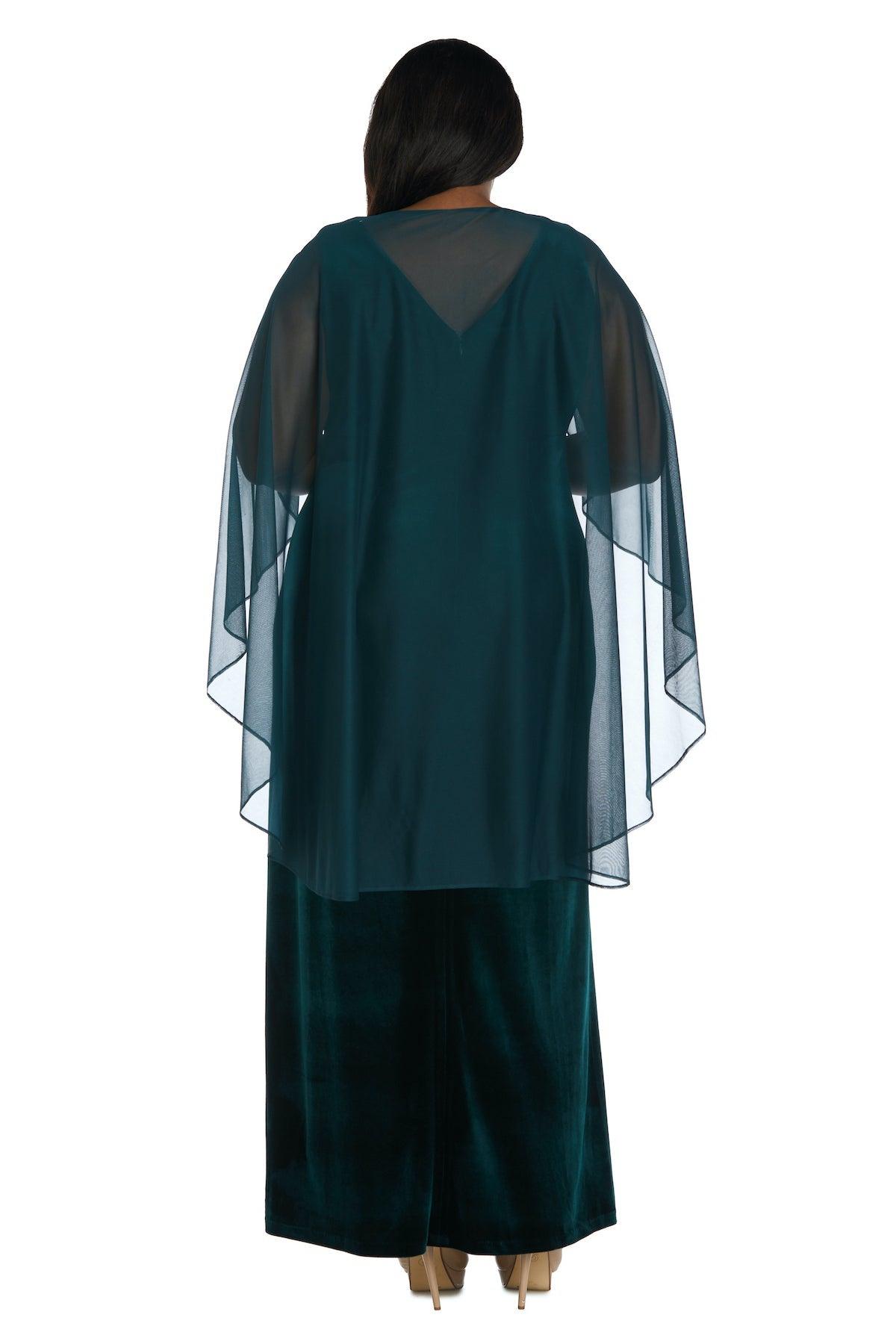 R&M Richards 2668W Long Plus Size Velvet Cape Dress