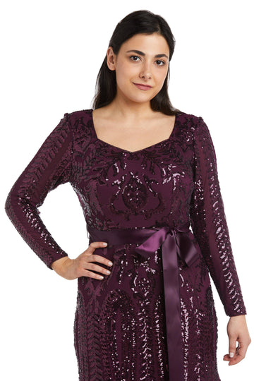 Burgundy R&M Richards 5623P Long Sleeve Formal Petite Dress for $144.99 –  The Dress Outlet