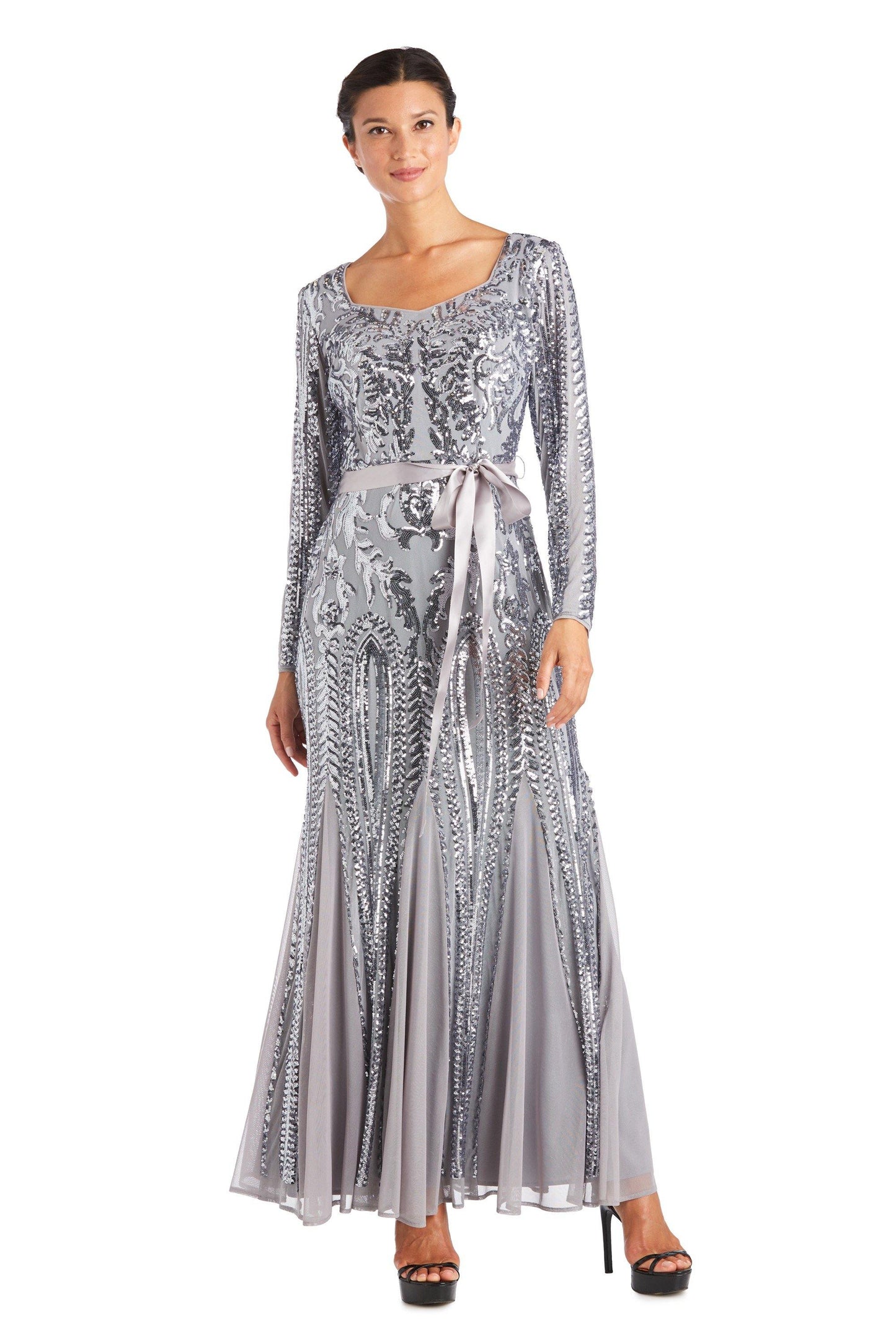 R&M Richards Long Sleeve Formal Petite Dress 5623P - The Dress Outlet