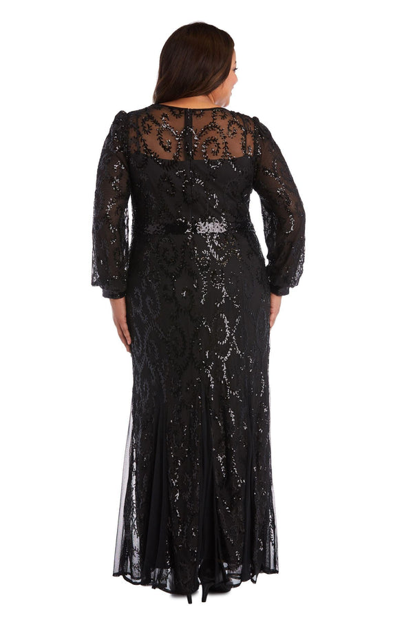 R&M Richards Long Sleeve Plus Size Dress 5649W - The Dress Outlet
