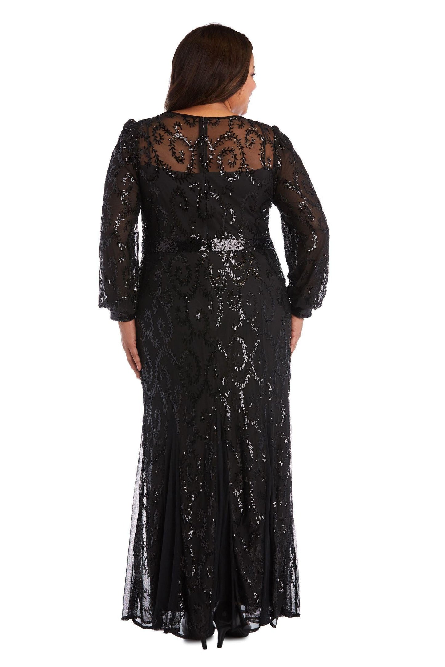 R&M Richards Long Sleeve Plus Size Dress 5649W - The Dress Outlet
