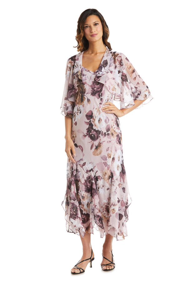 Floral Long Two Piece Dress Jacket R&M Richards 7915