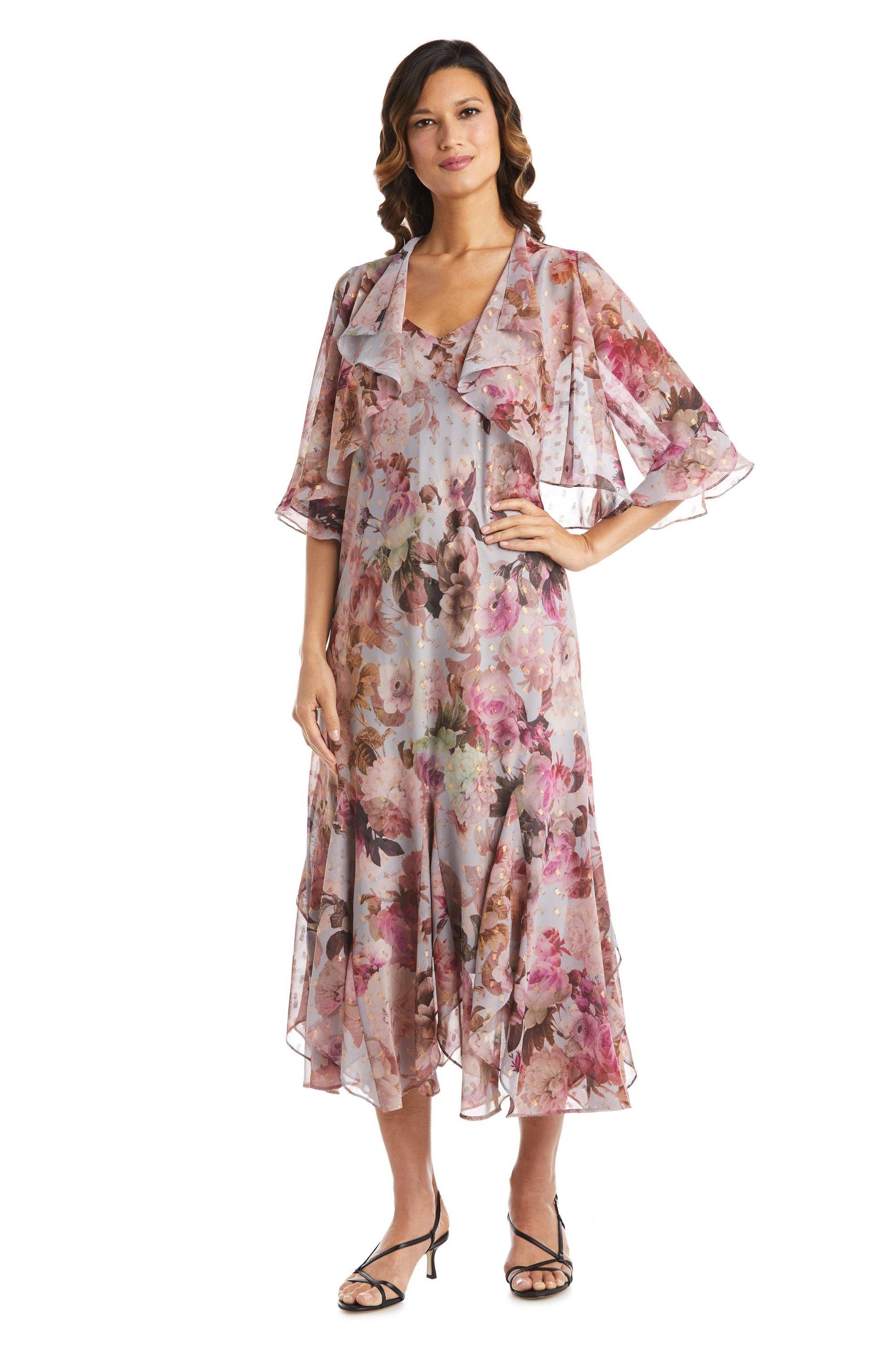 R&M Richards 7925 Long Two Piece Floral Jacket Dress