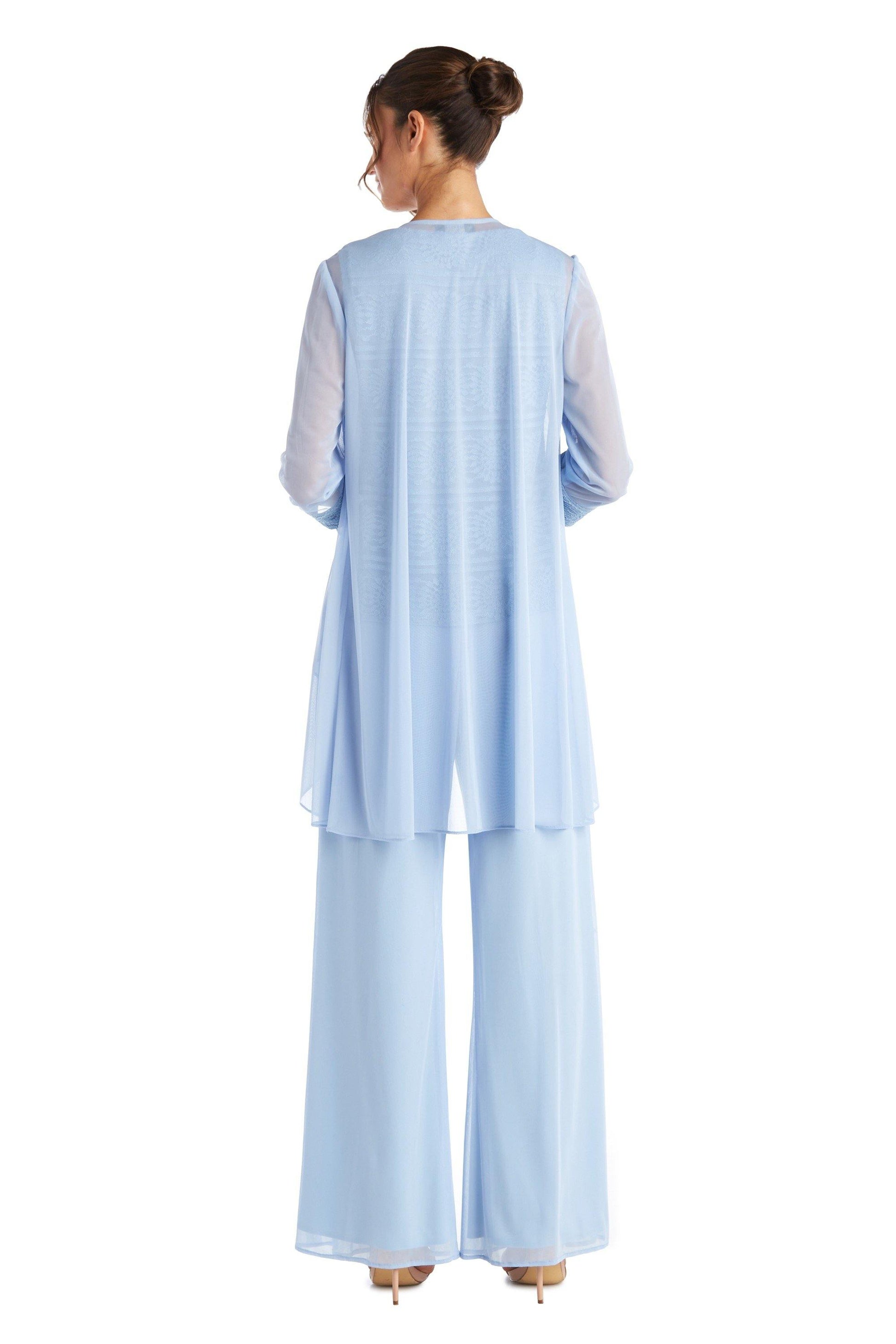 R&M Richards 7008P Petite Beaded Lace Pant Suit