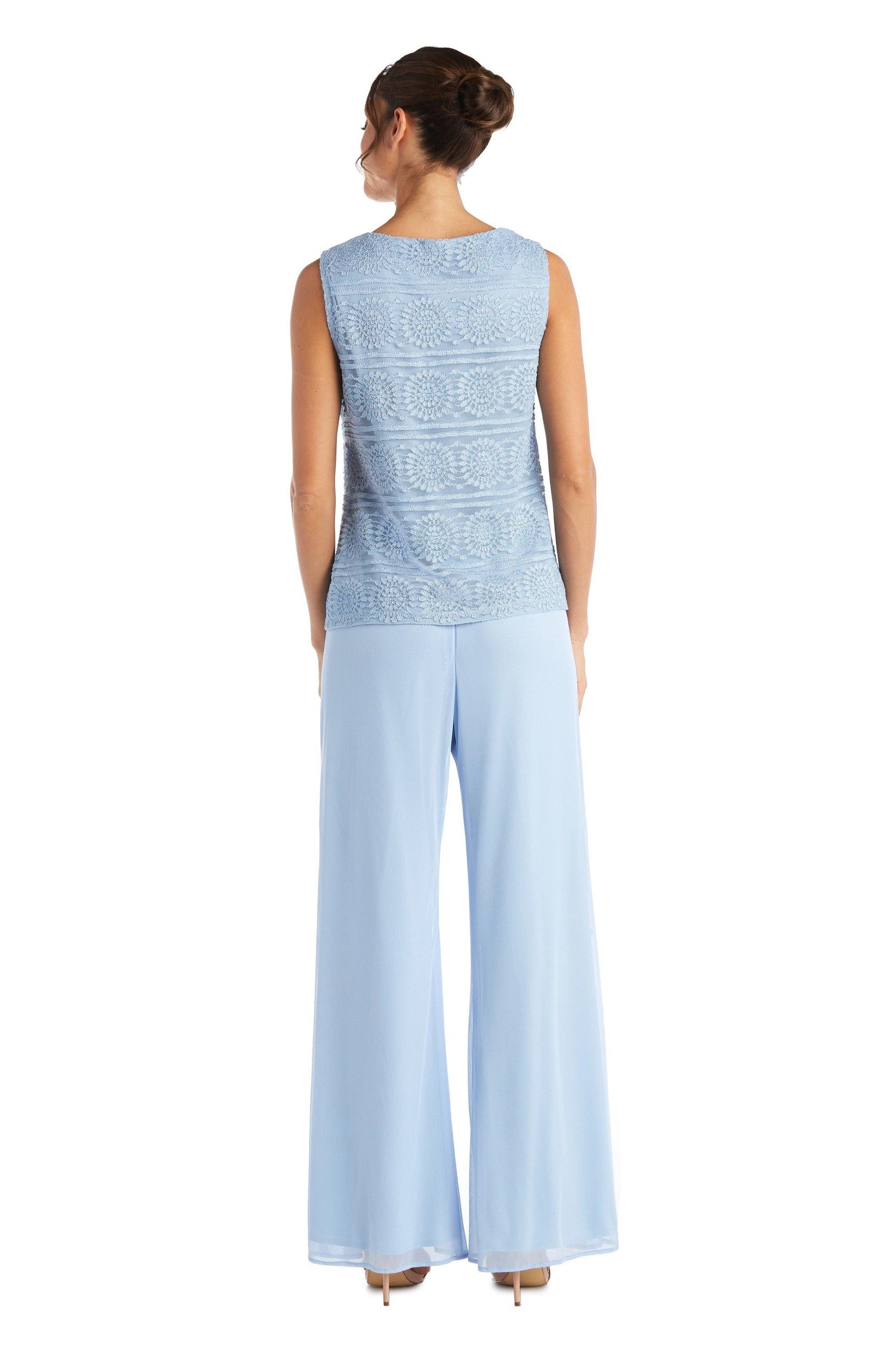 R&M Richards 7008P Petite Beaded Lace Pant Suit