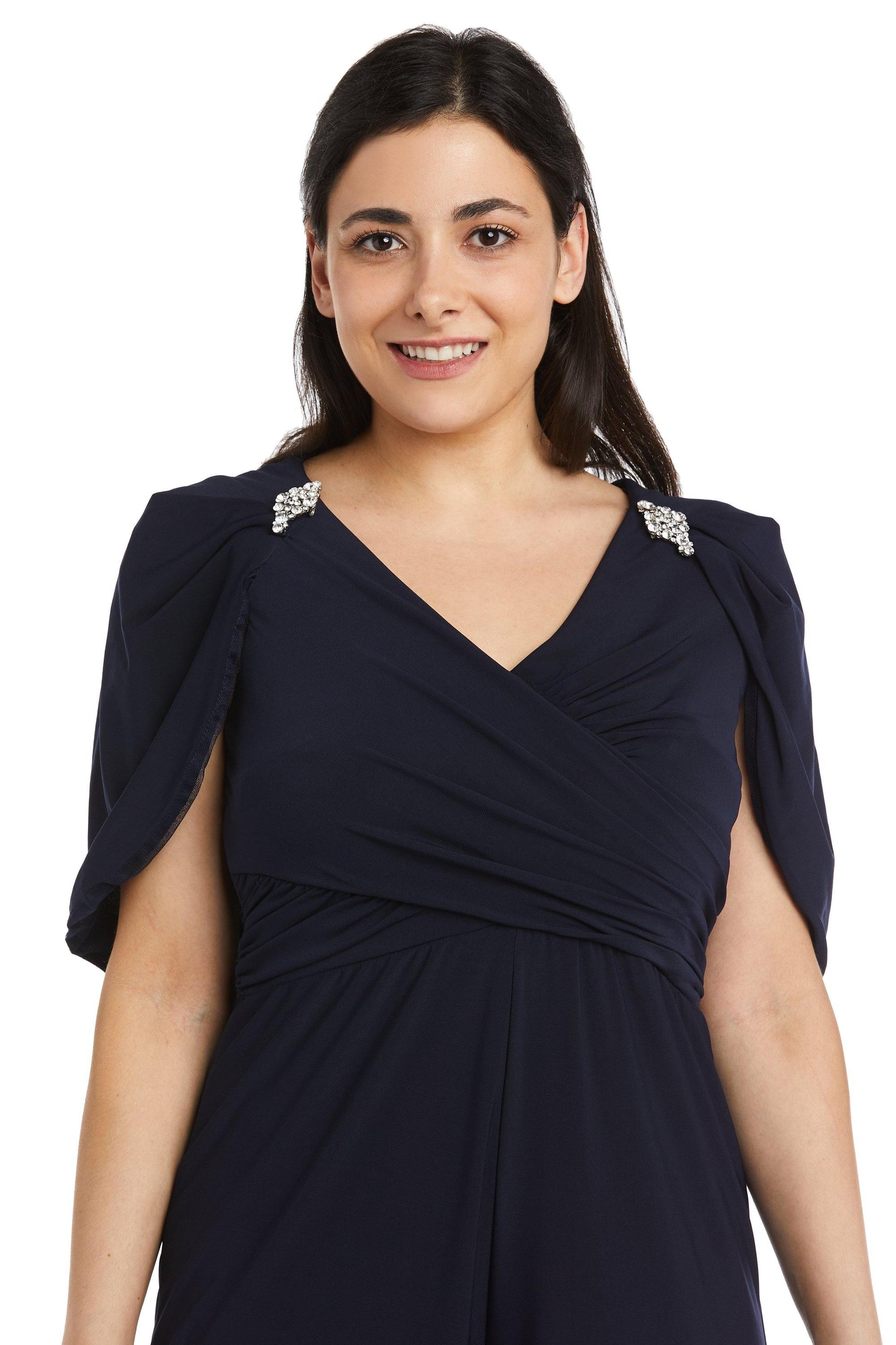 R&M Richards 2460P Petite Capelet Jumpsuit Formal