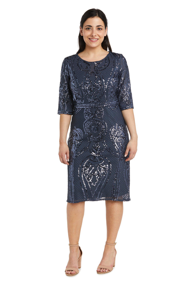 Long Sleeve Short Dress Petite R&M Richards 7434P