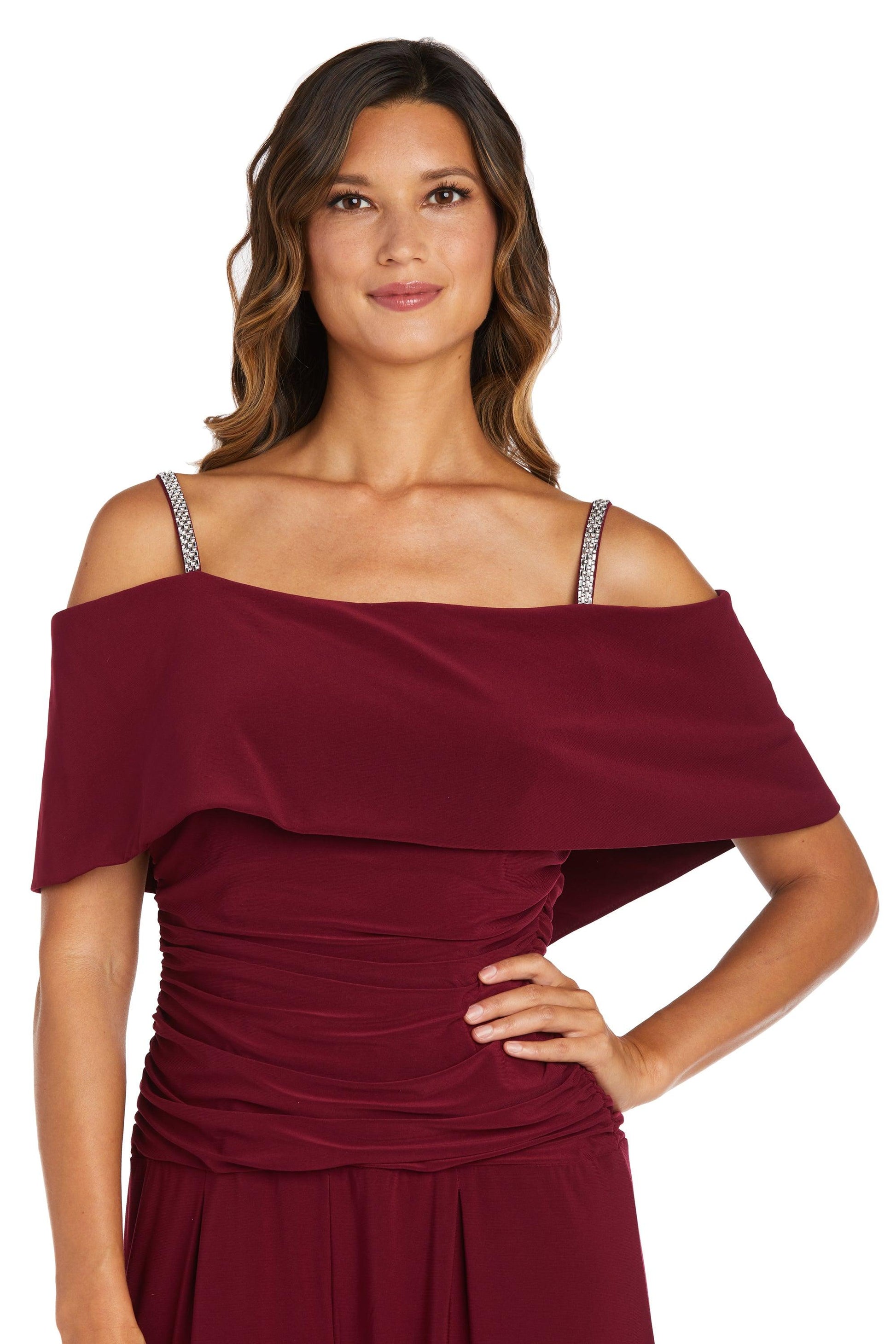 R&M Richards 5982P Petite Off Shoulder Jumpsuit Sale
