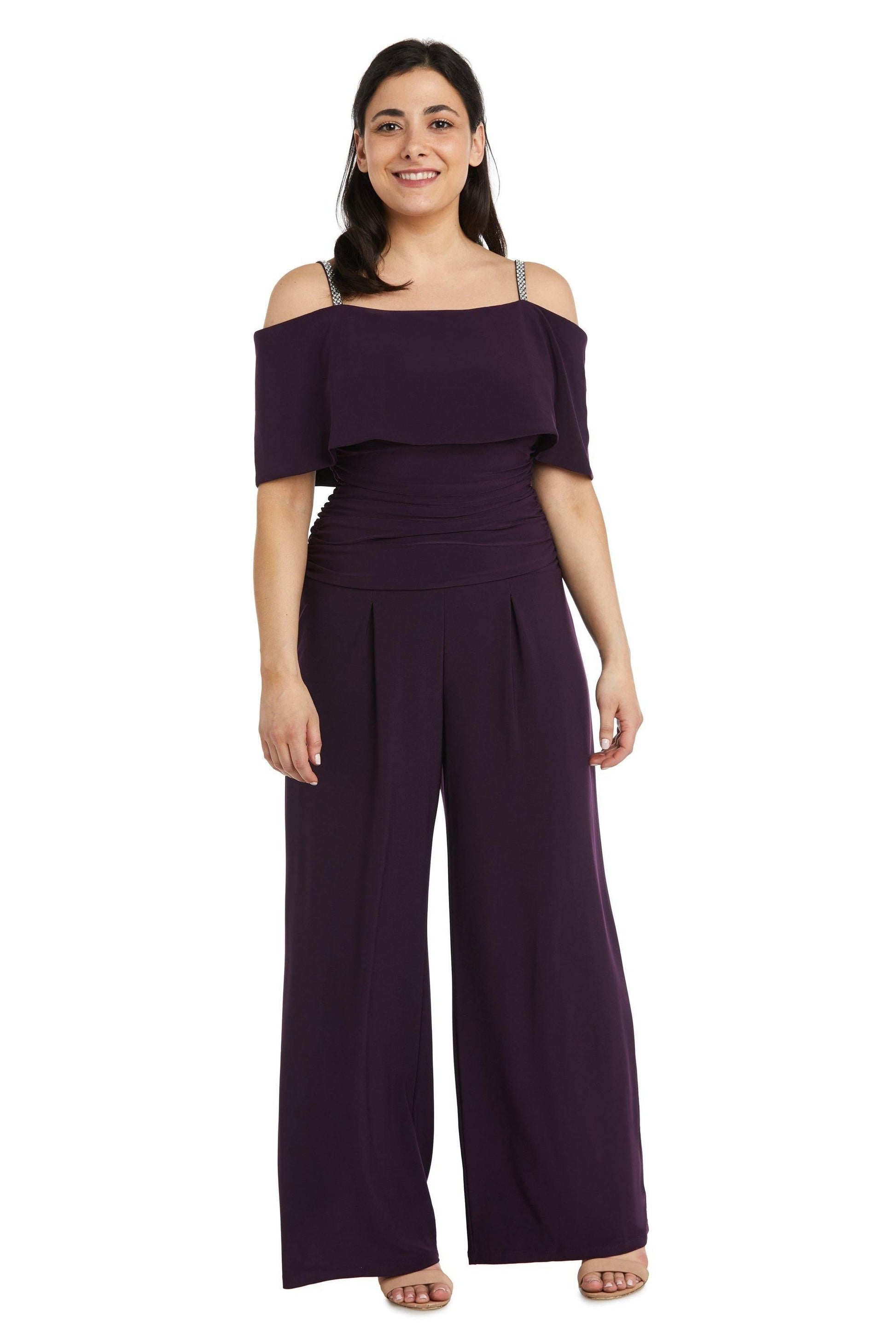 R&M Richards 5982P Petite Off Shoulder Jumpsuit Sale