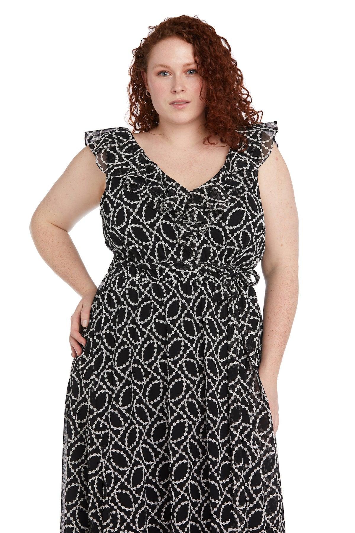 R&M Richards Plus Size High Low Ruffle Dress 9364W - The Dress Outlet